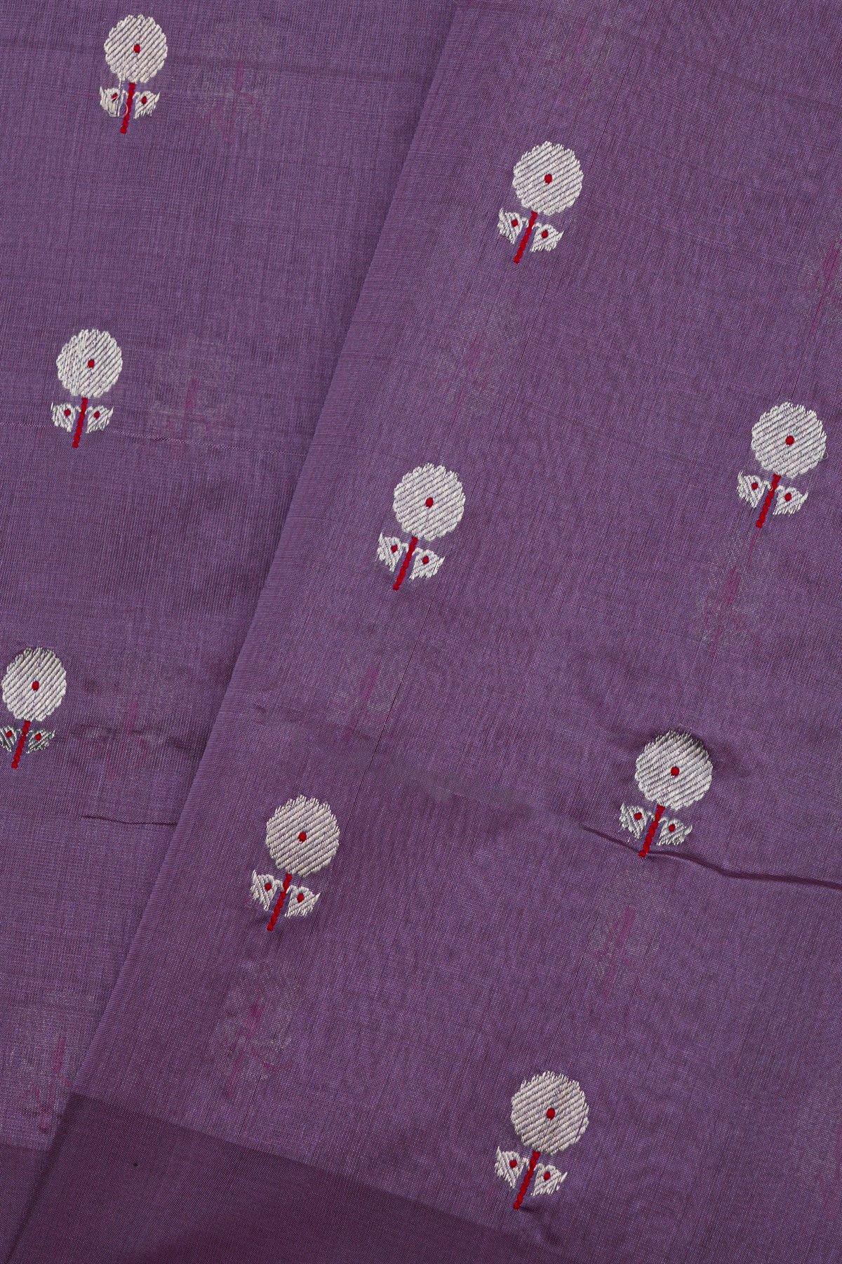 Chanderi Silk Purple Saree With Meenakari Buttis Body