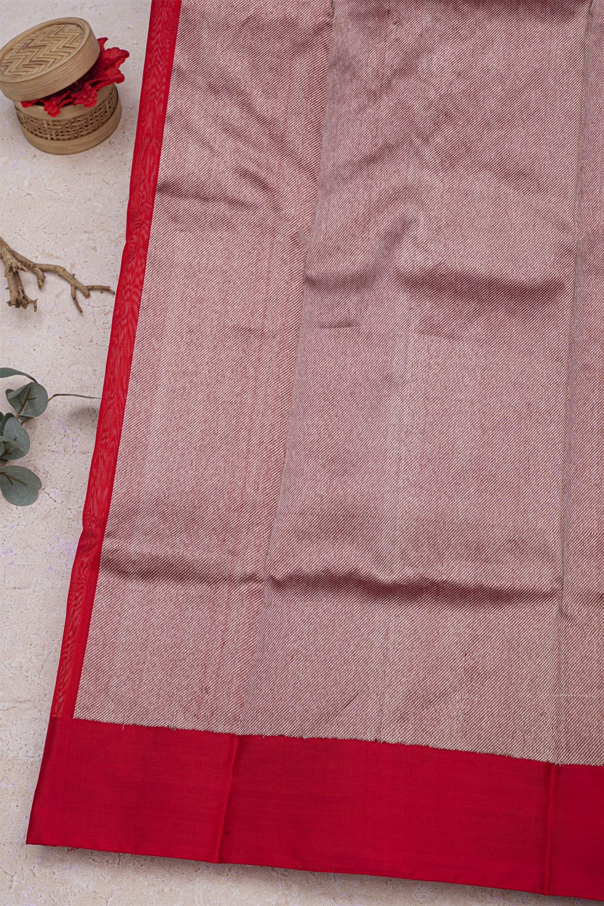 Chanderi Silk Red Saree With Meenakari Buttis Body