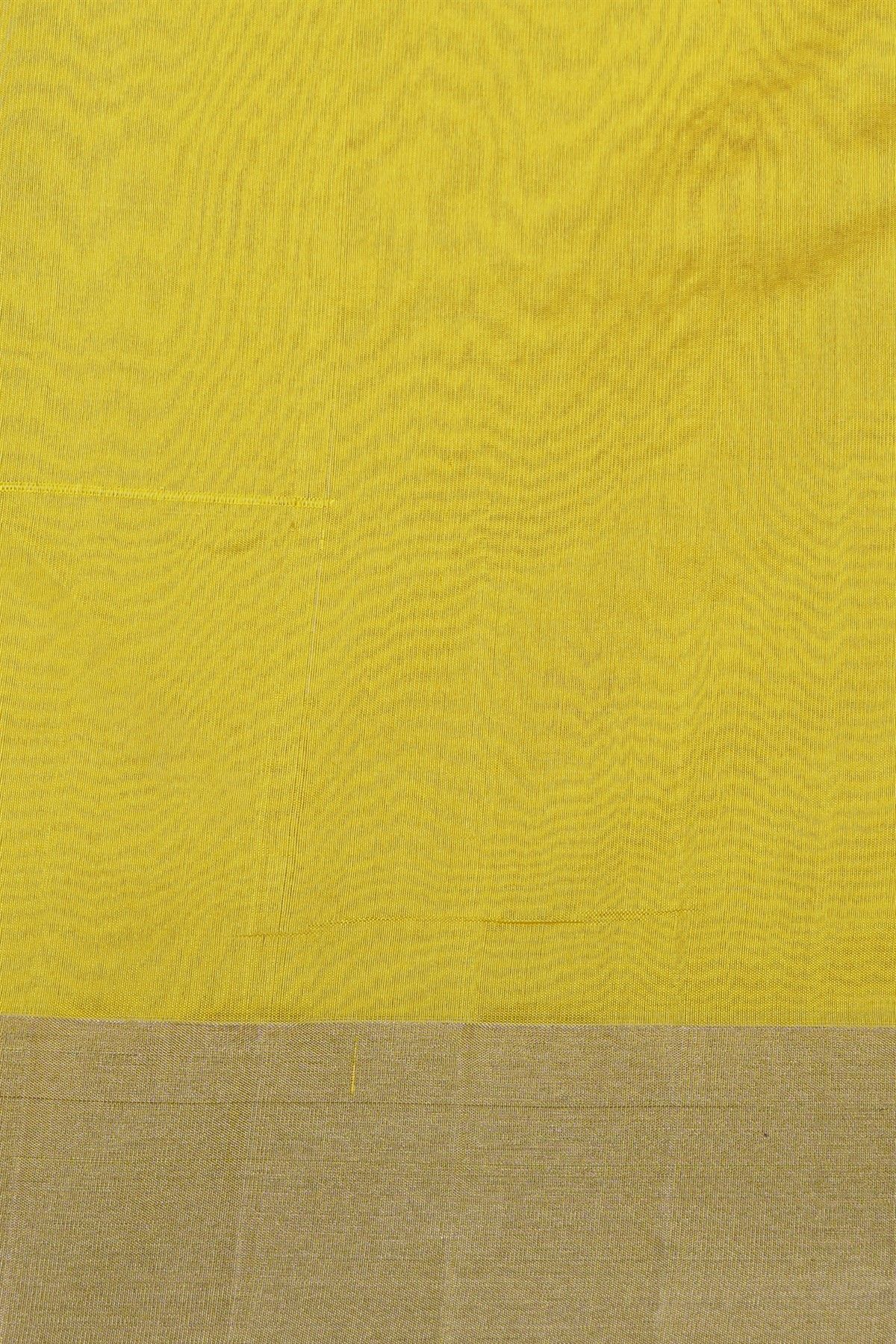 Chanderi Silk Yellow Saree With Meenakari Zari Checks Body