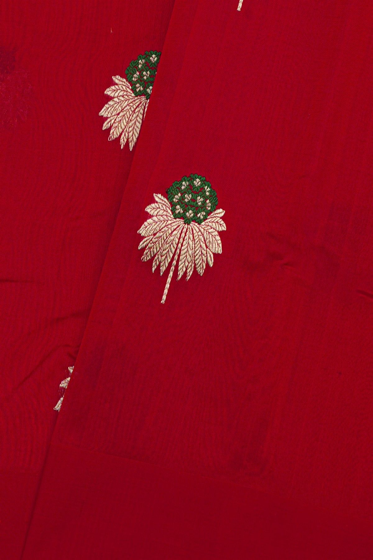 Chanderi Silk Red Saree With Floral And Buttis Body