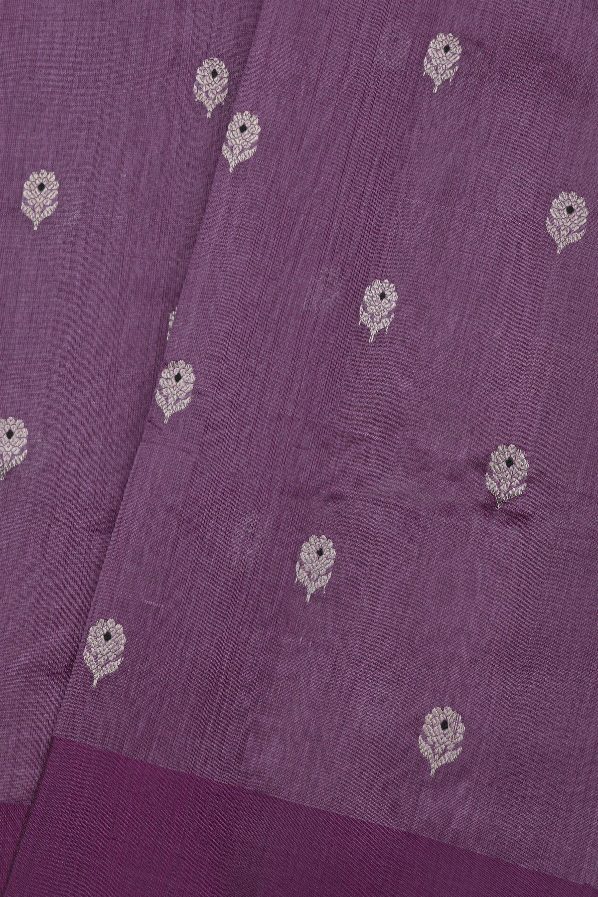 Chanderi Silk Purple Saree With Meenakari Buttis Body