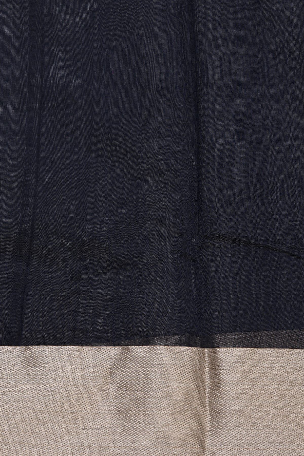 Chanderi Silk Black Saree With Florals And Leaves In Zari Body