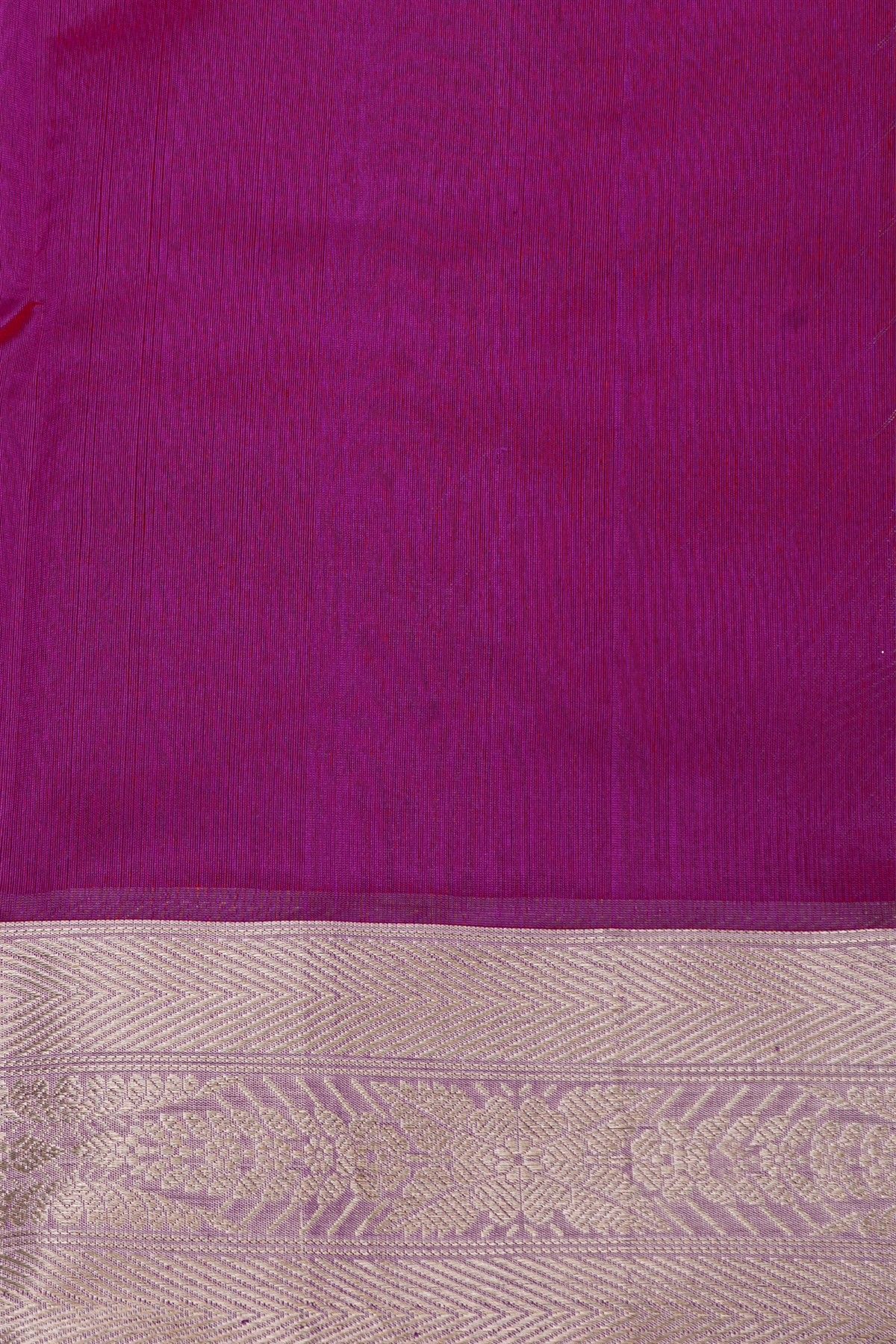 Chanderi Silk Magenta Saree With Florals And Cross Lines Border