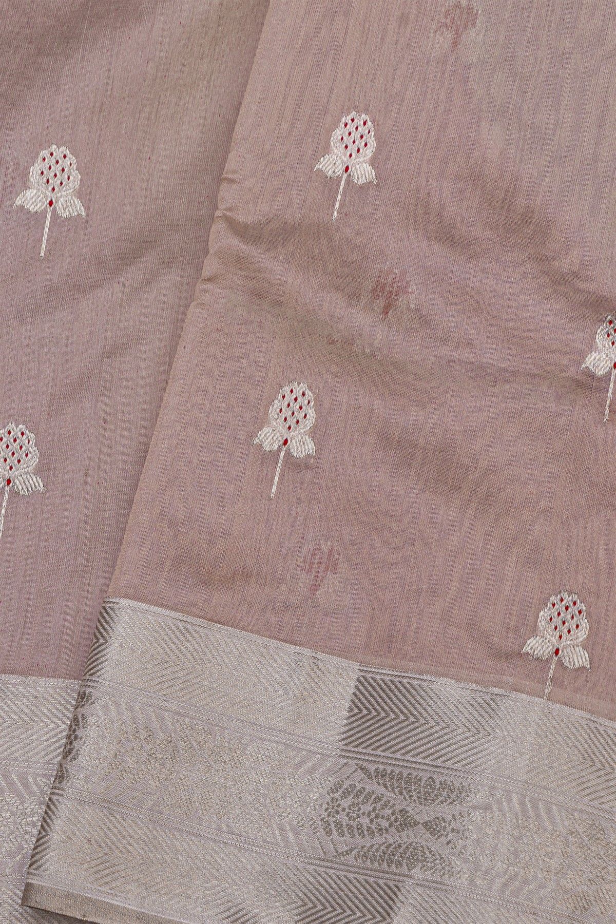 Chanderi Silk Lilac Saree With Meenakari Buttis Body