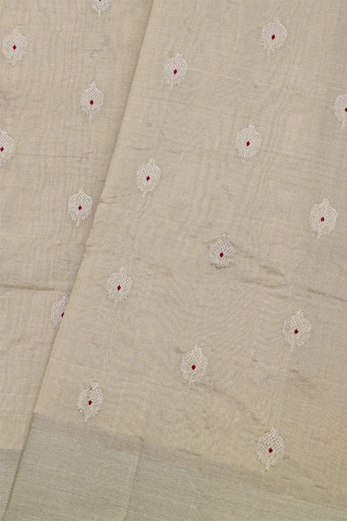 Chanderi Silk Beige Saree With Meenakari Buttis Body