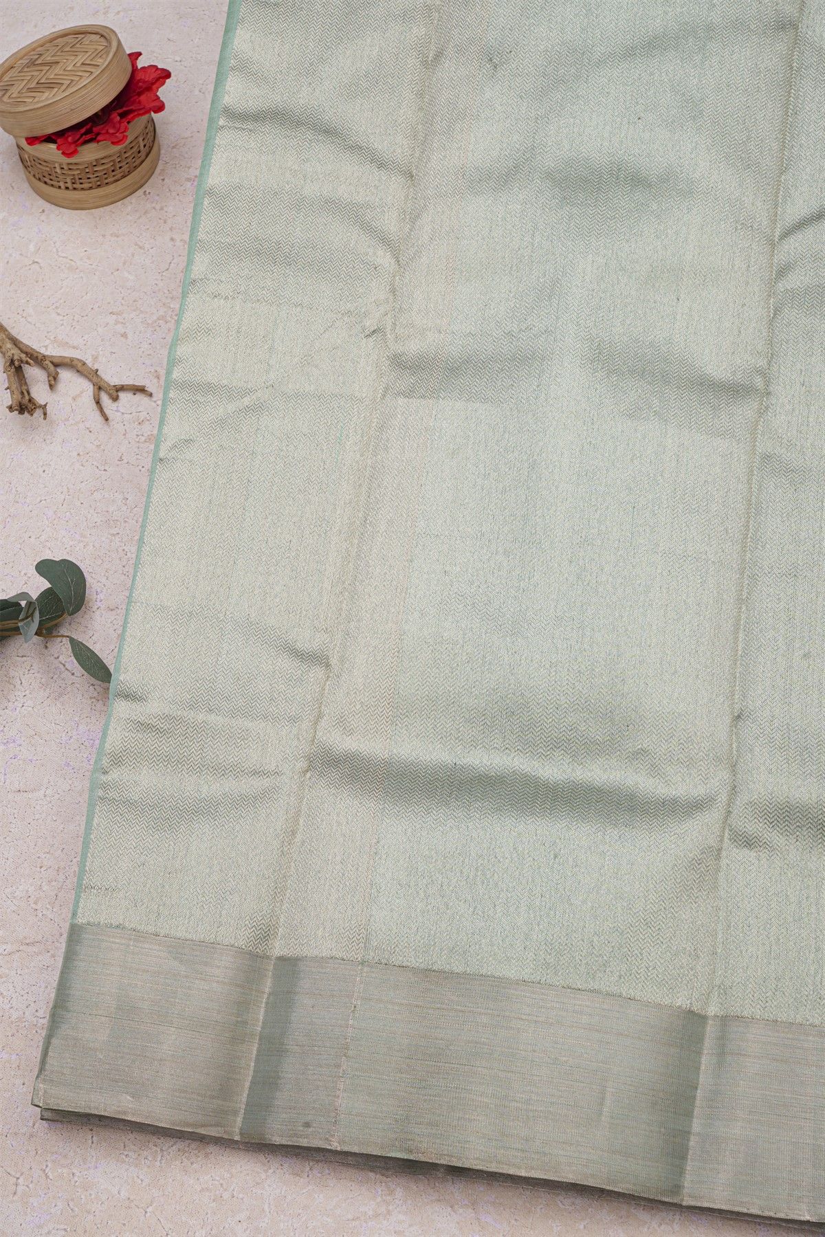 Chanderi Silk Ice Blue Saree With Meenakari Buttis Body