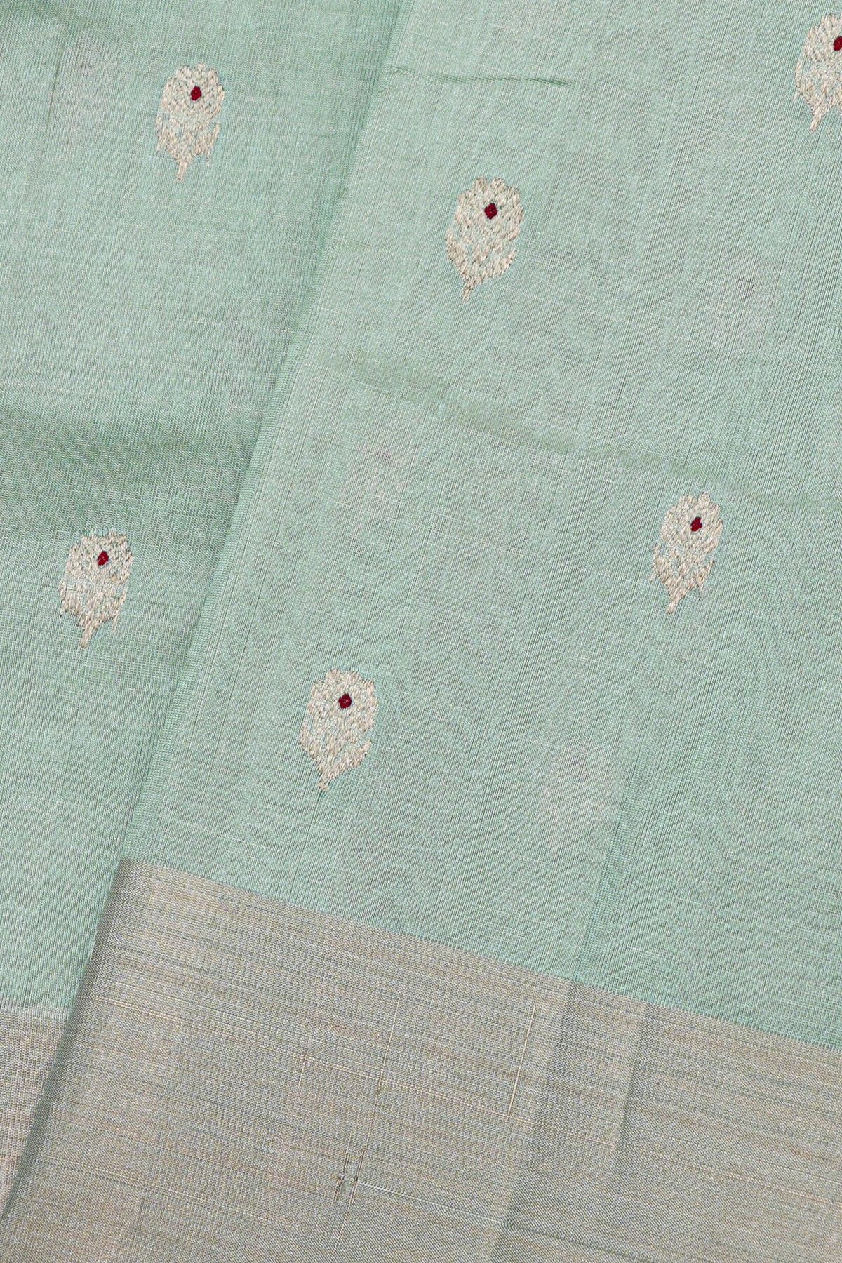 Chanderi Silk Ice Blue Saree With Meenakari Buttis Body