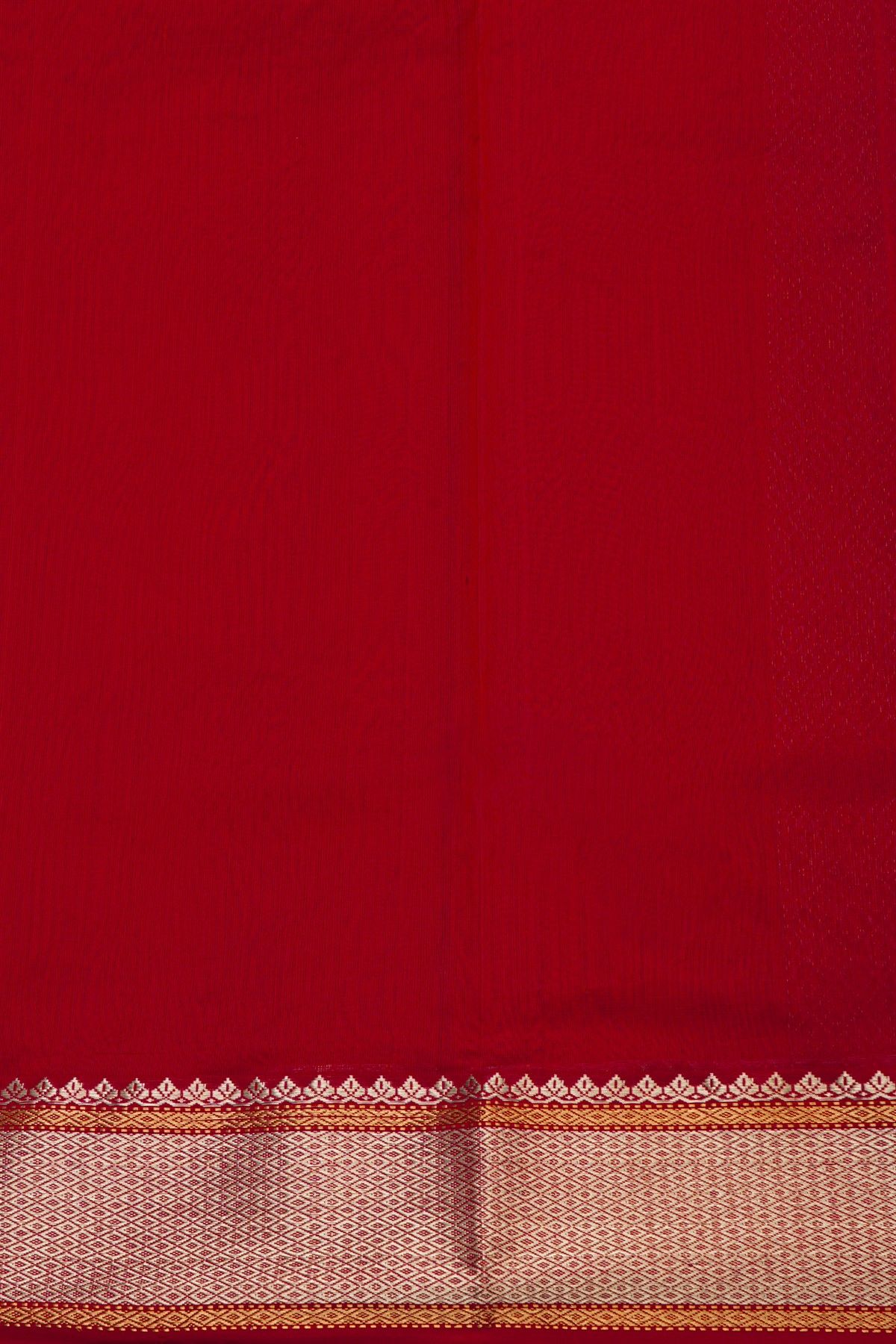 Chanderi Silk Red Saree With Floral And Leaf Jaal Body