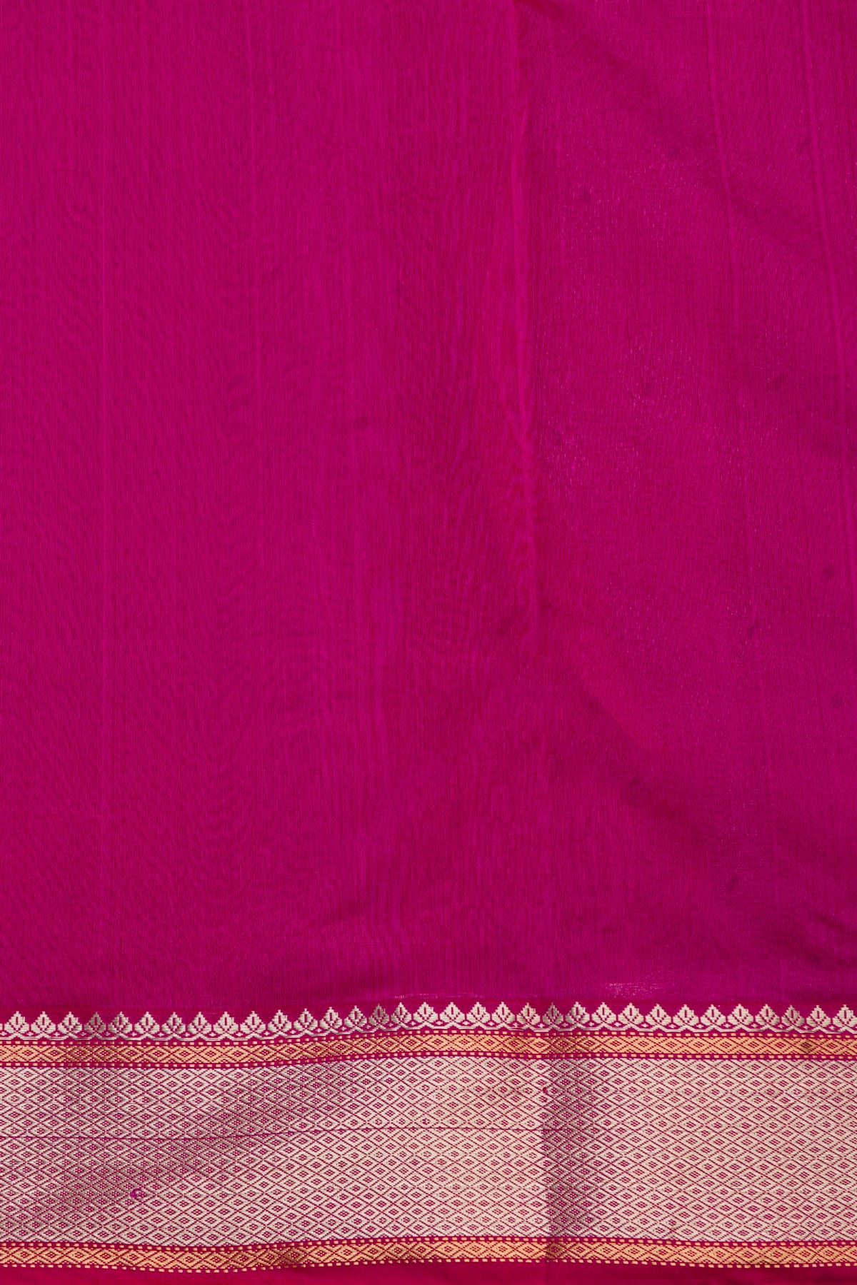 Chanderi Silk Rani Pink Saree With Florals And Diamonds In Zari Border