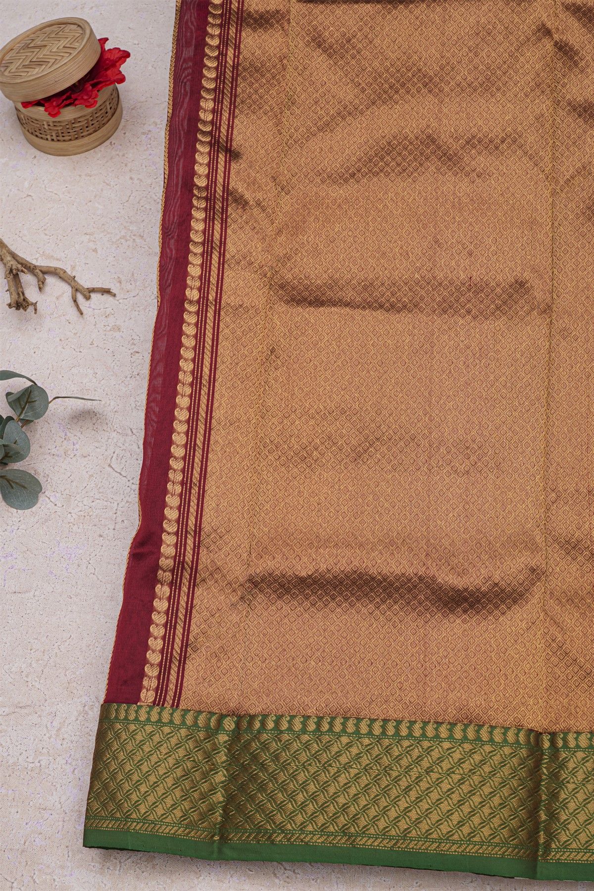 Chanderi Silk Magenta Saree With Diamonds And Paisleys Border