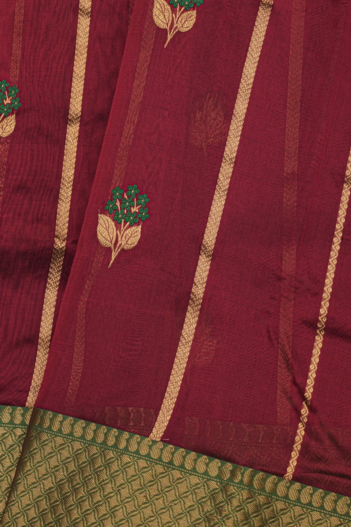 Chanderi Silk Magenta Saree With Diamonds And Paisleys Border