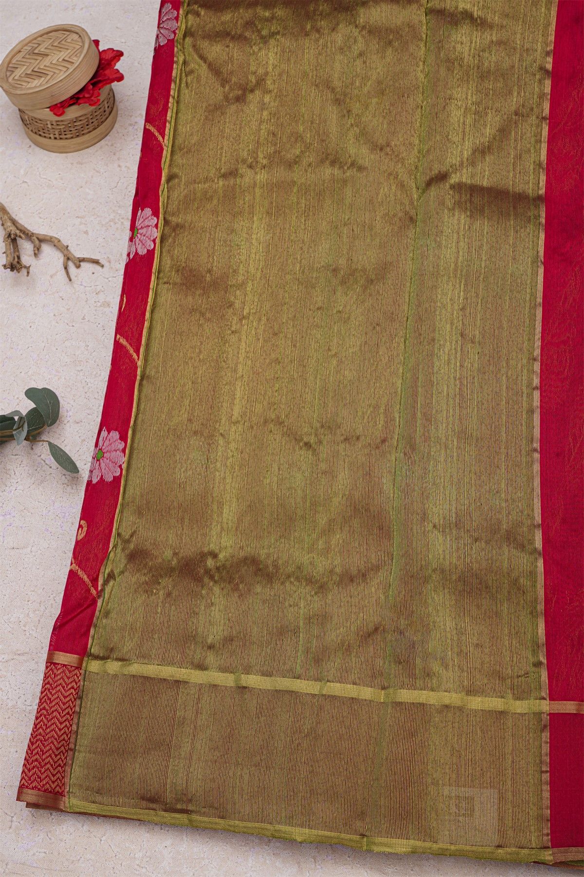 Chanderi Silk Maroon Saree With All Over Florals Jaal Body