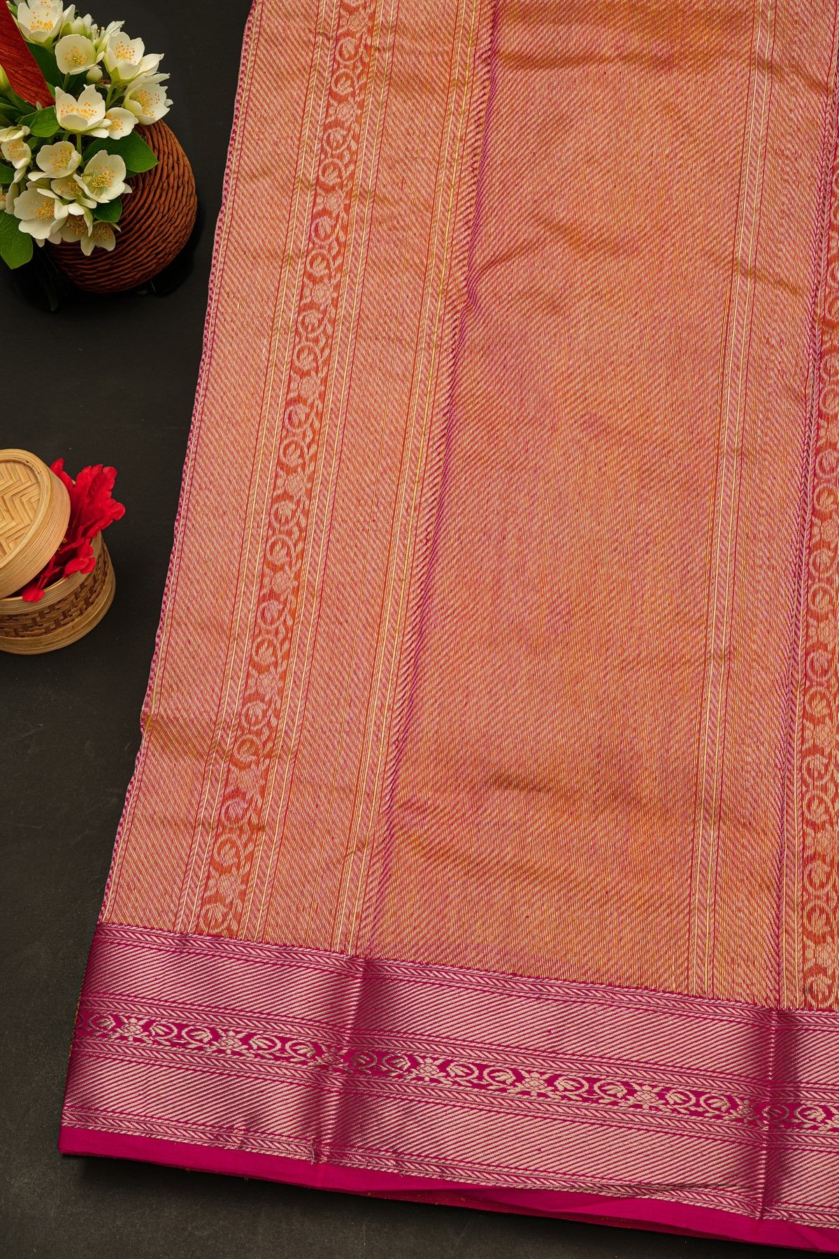 Chanderi Silk Mustard Yellow Saree With Floral And Butti Body