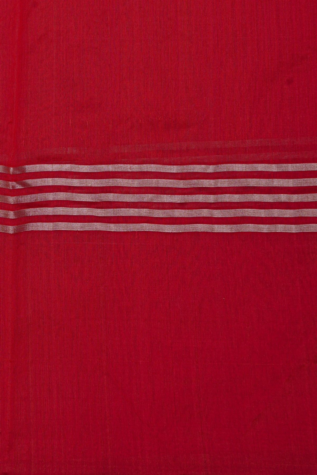 Chanderi Silk Red Saree With Diamonds Border