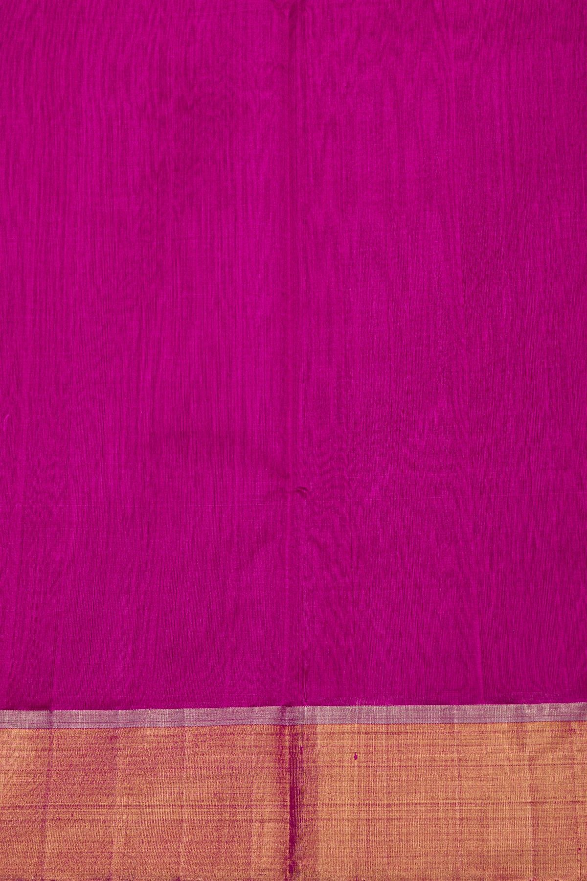 Chanderi Silk Rani Pink Saree With Buttis In Cross Lines Body