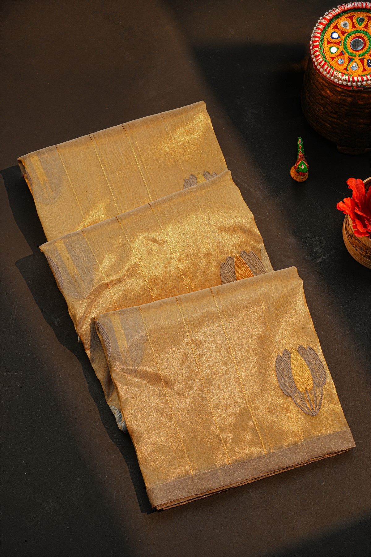 Chanderi Silk Light Beige Saree With Floral And Butti Body