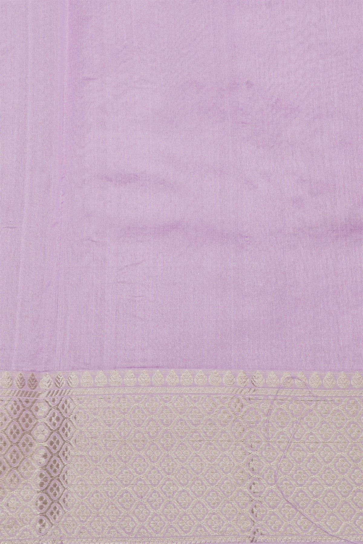 Chanderi Silk Lavender Saree With Florals In Cross Checks Border