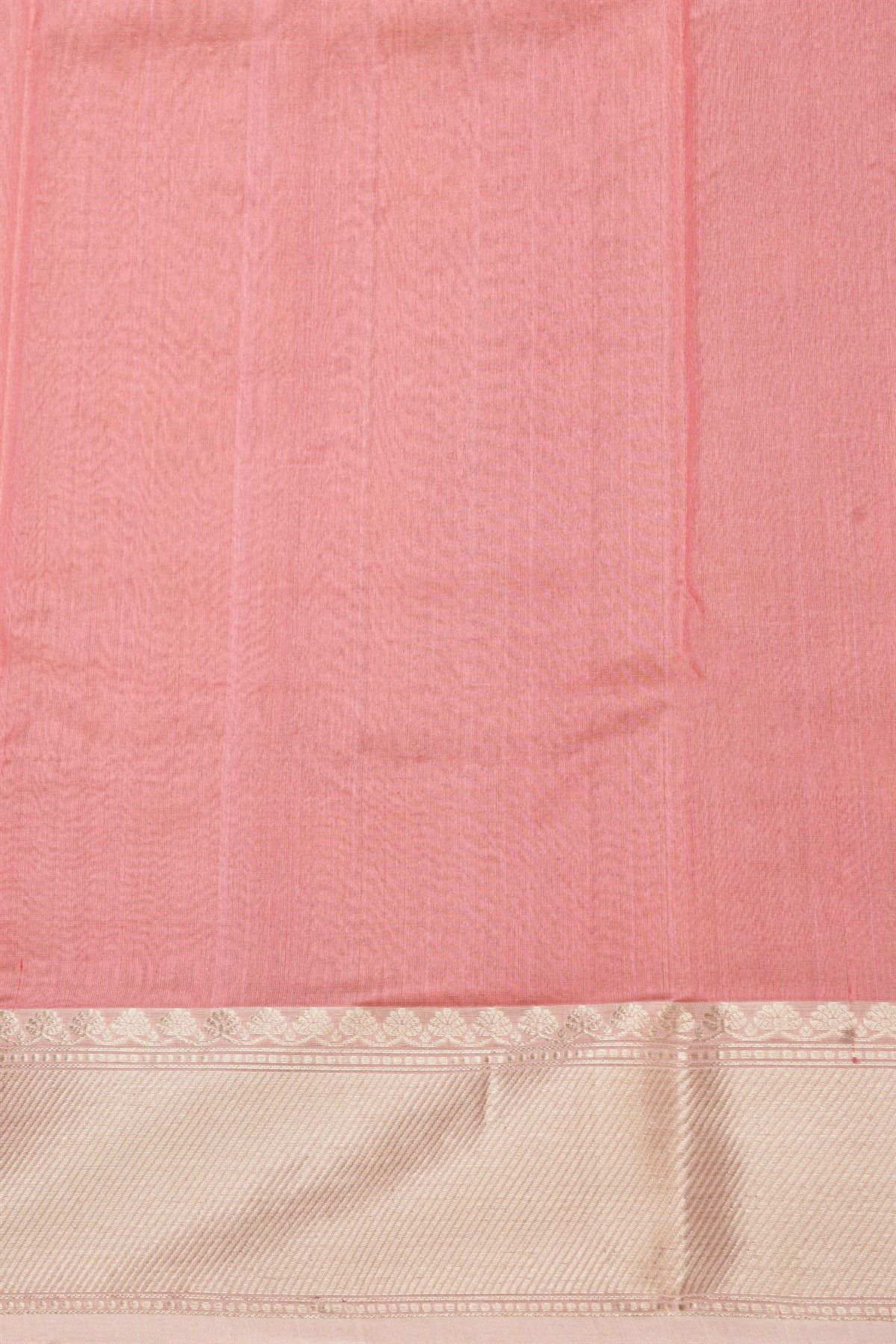 Chanderi Silk Baby Pink Saree With Cross-Line In Zari Border