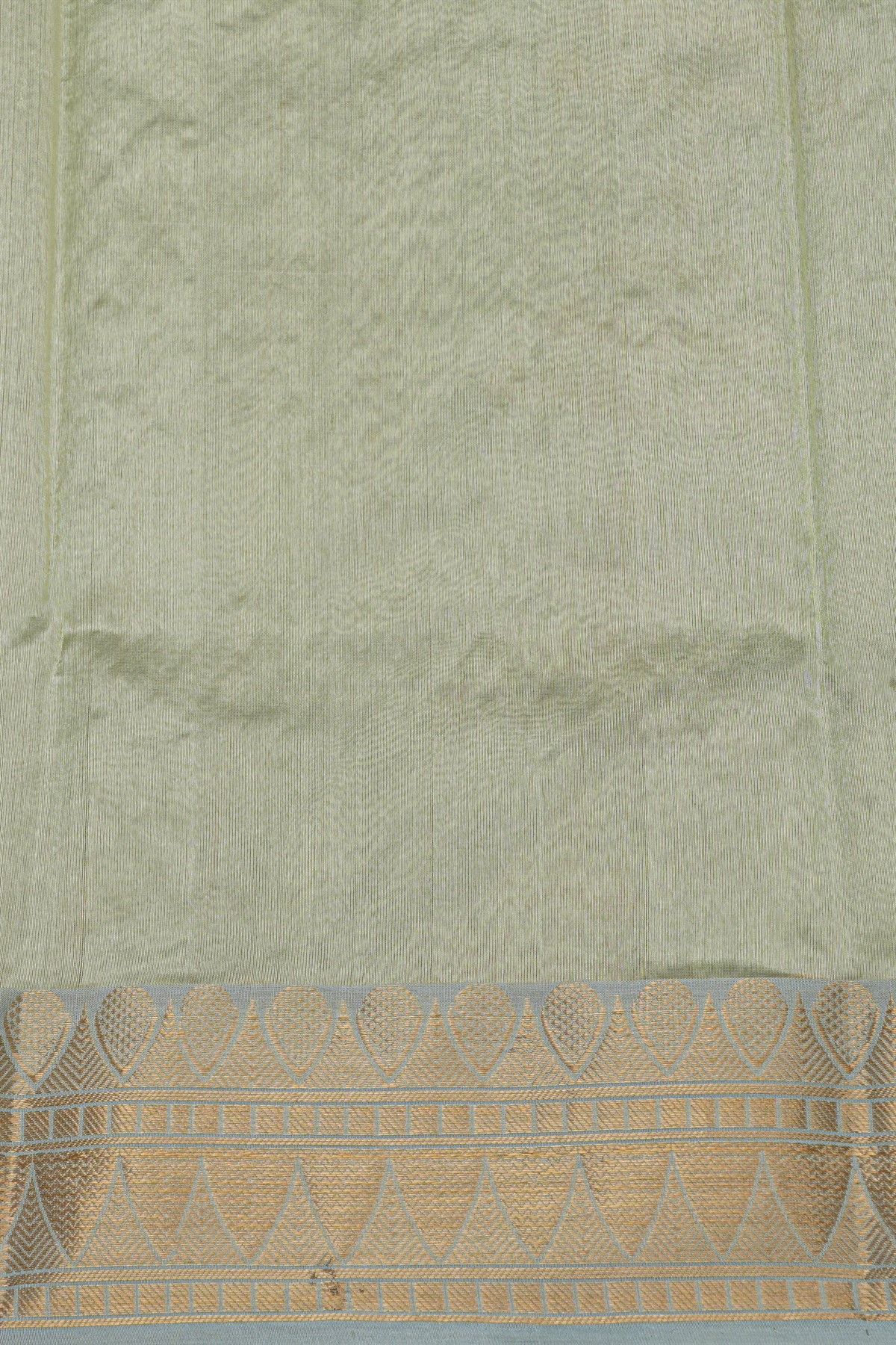Chanderi Silk Mint Green Saree With Zig-Zag Lines And Florals Border