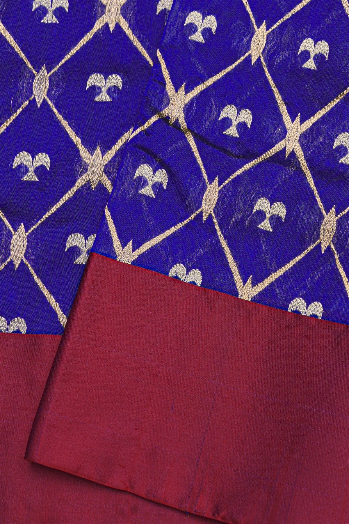 Chanderi Silk Royal Blue Saree With Floral Buttis Body