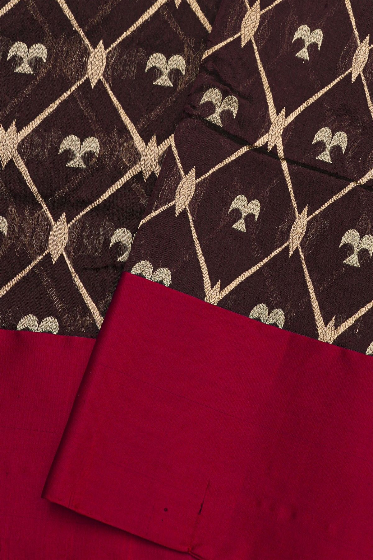 Chanderi Silk Brown Saree With Floral Butti Jaal Body