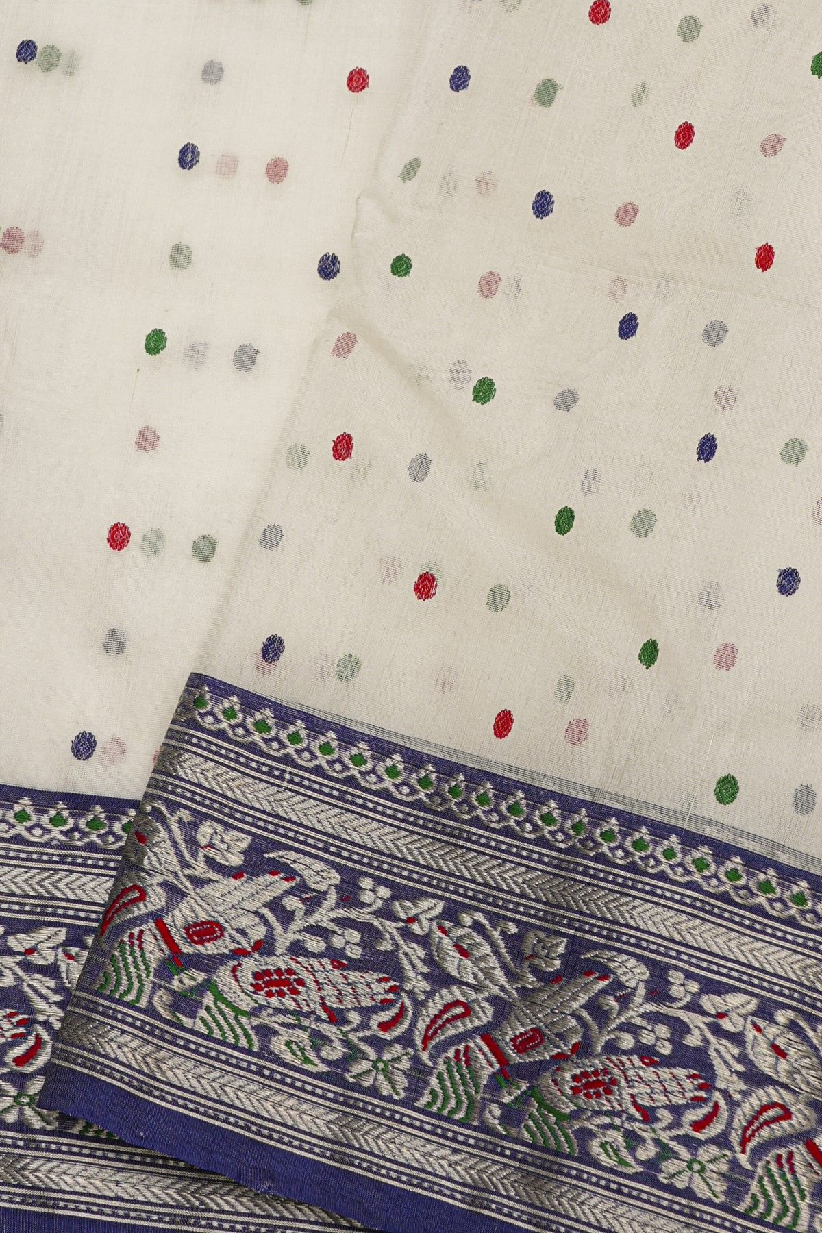 Chanderi Silk Off White Saree With Floral And Buttis Body