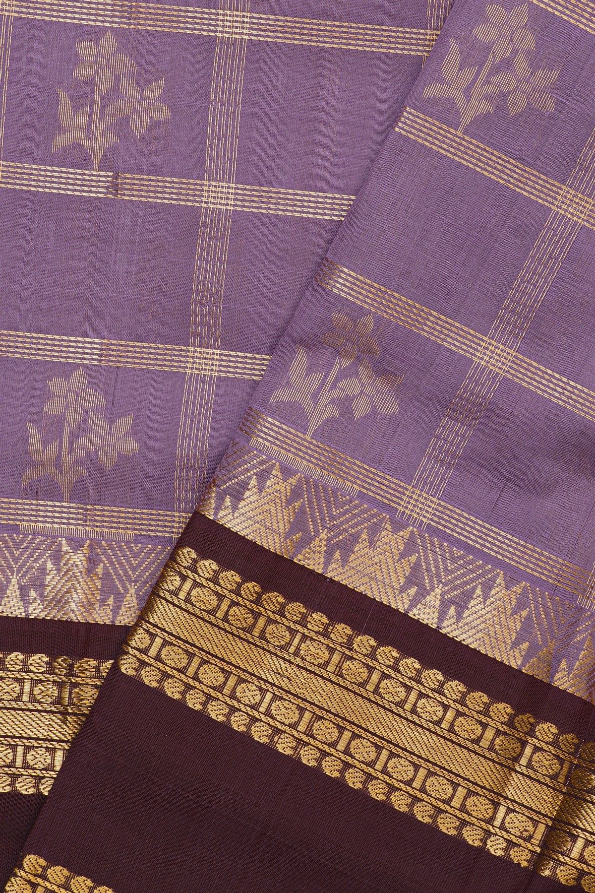 Kuppadam Sico Lavender Saree With Contrast Gap Border