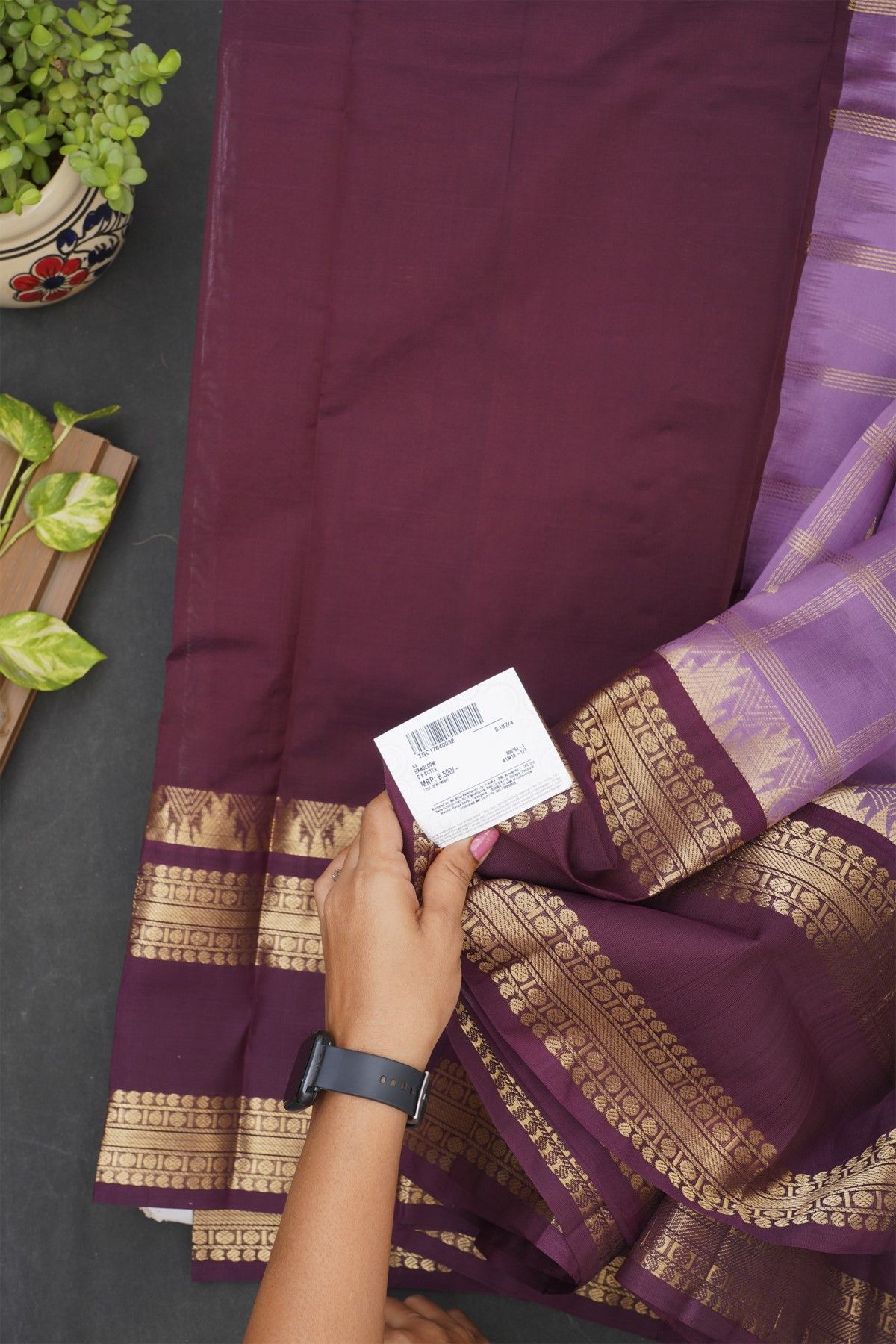 Kuppadam Sico Lavender Saree With Contrast Gap Border