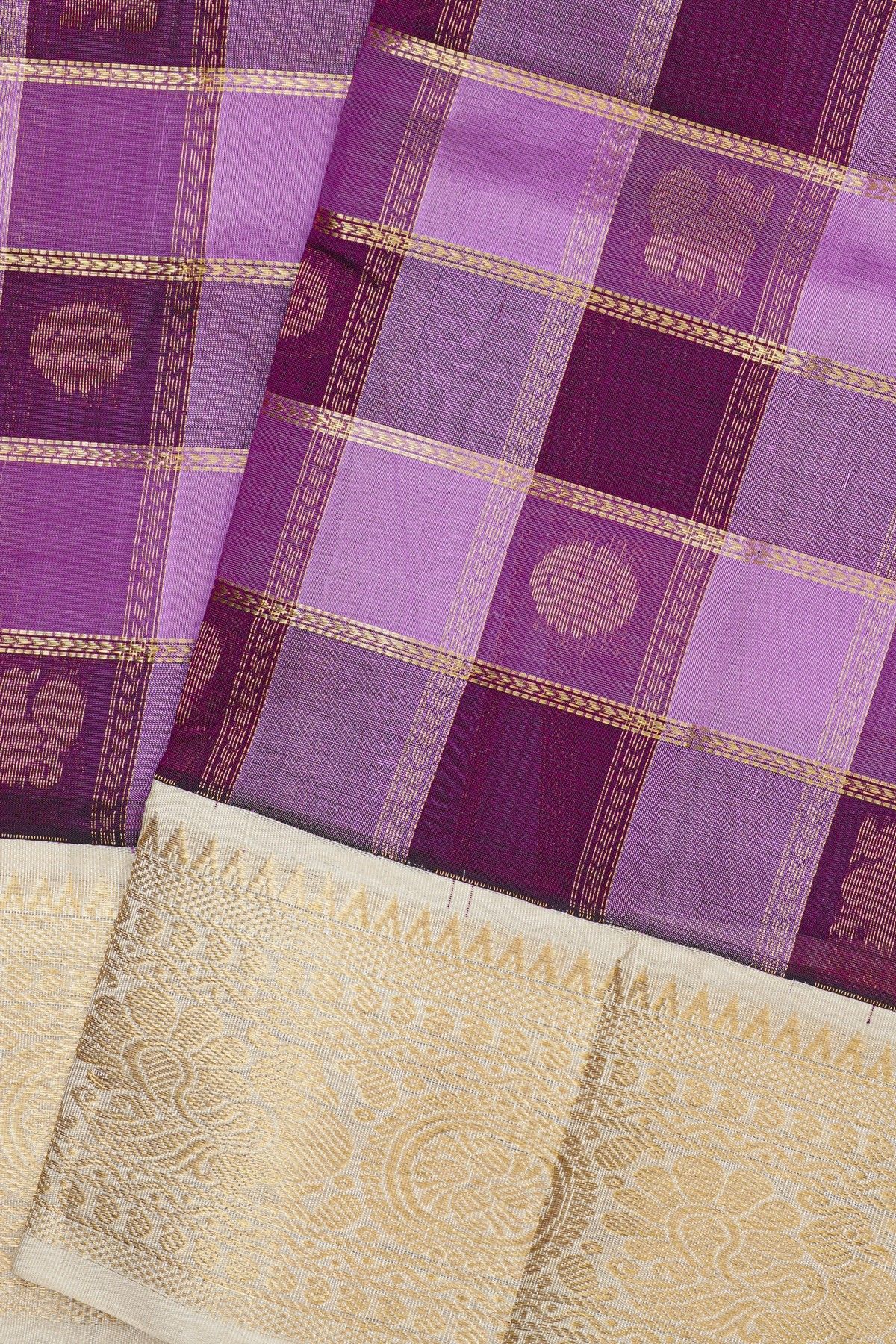 Kuppadam Sico Dual Colour Saree With Florals And Peacocks Border