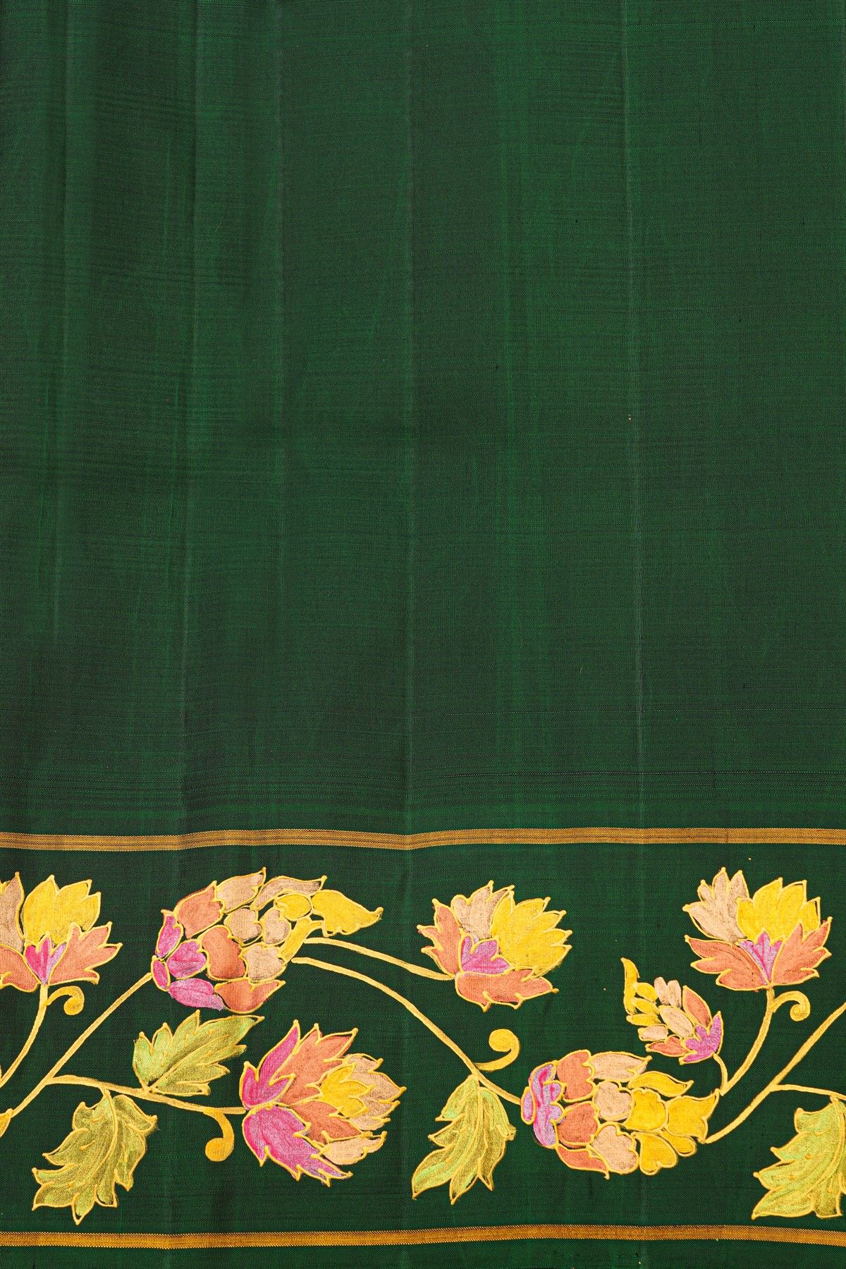 Gadwal Silk Multi-Colour Saree With Tanjore Hand-Painted Florals Border
