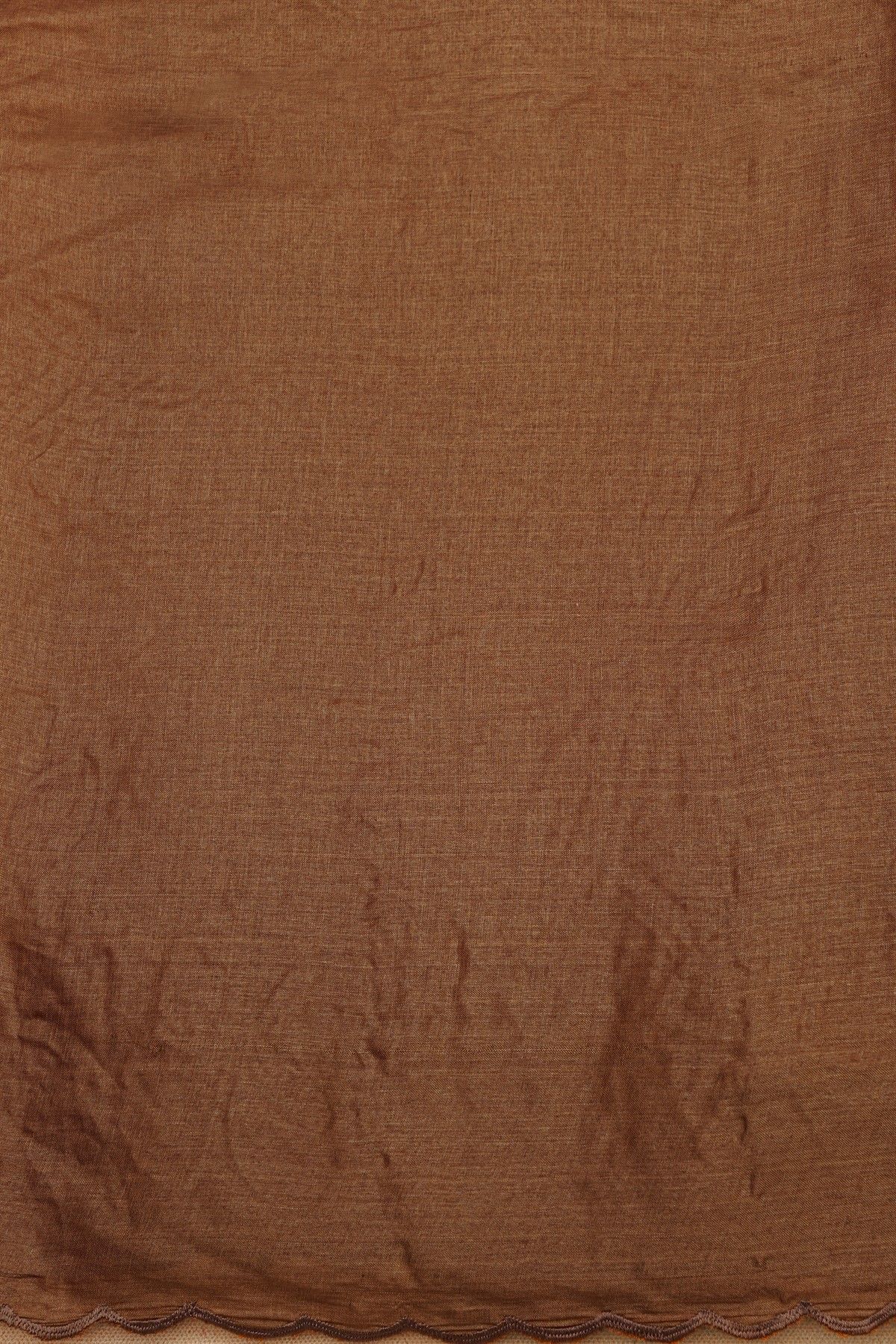 Fancy Tussar Rust Saree With Florals And Leaves Body