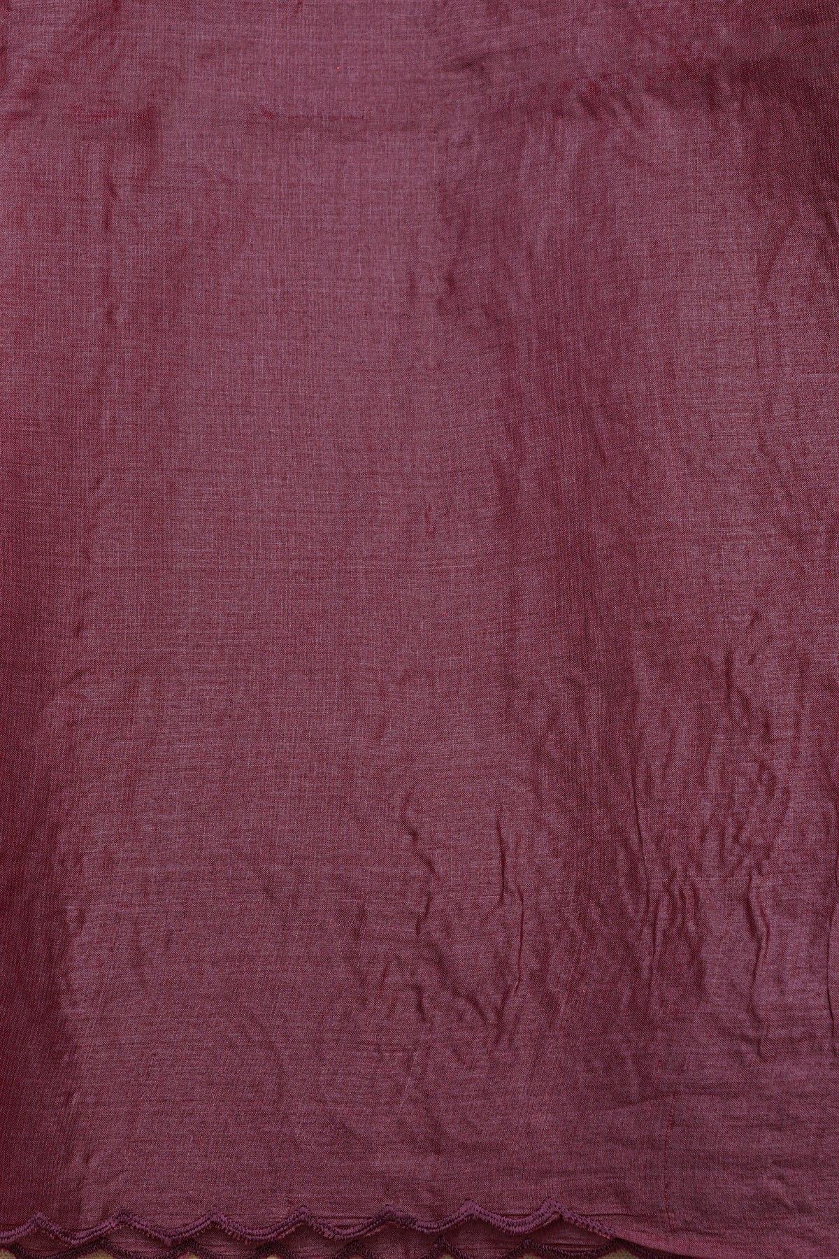 Fancy Tussar Dark Mauve Saree With Florals And Leaves In Thread Work Body