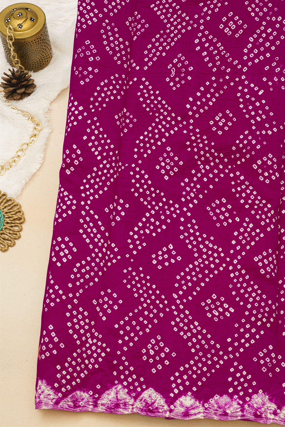 Fancy Tussar Rani Pink Saree With Bird Buttis In Thread Work Body
