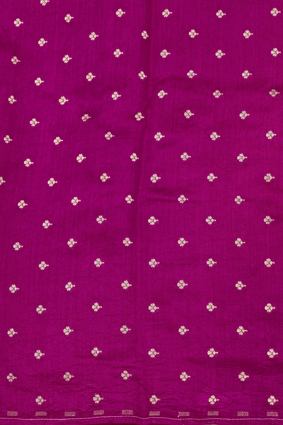 Fancy Tussar Rani Pink Saree With Bird Buttis In Thread Work Body