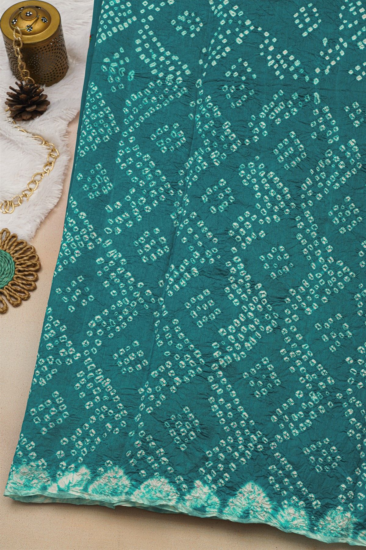 Fancy Tussar Peacock Green Saree With Bird Buttis In Thread Work Body