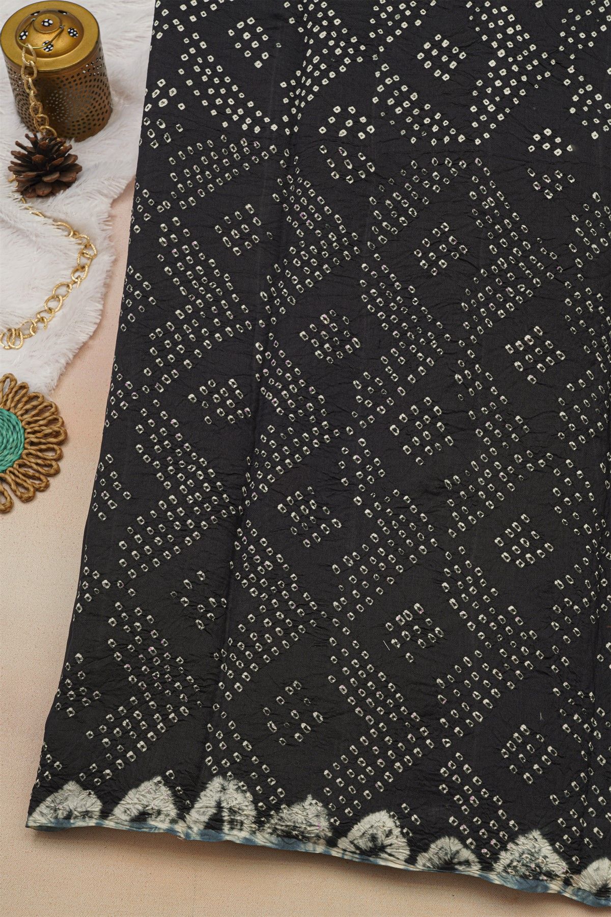 Fancy Tussar Black Saree With Bird Buttis In Thread Work Body