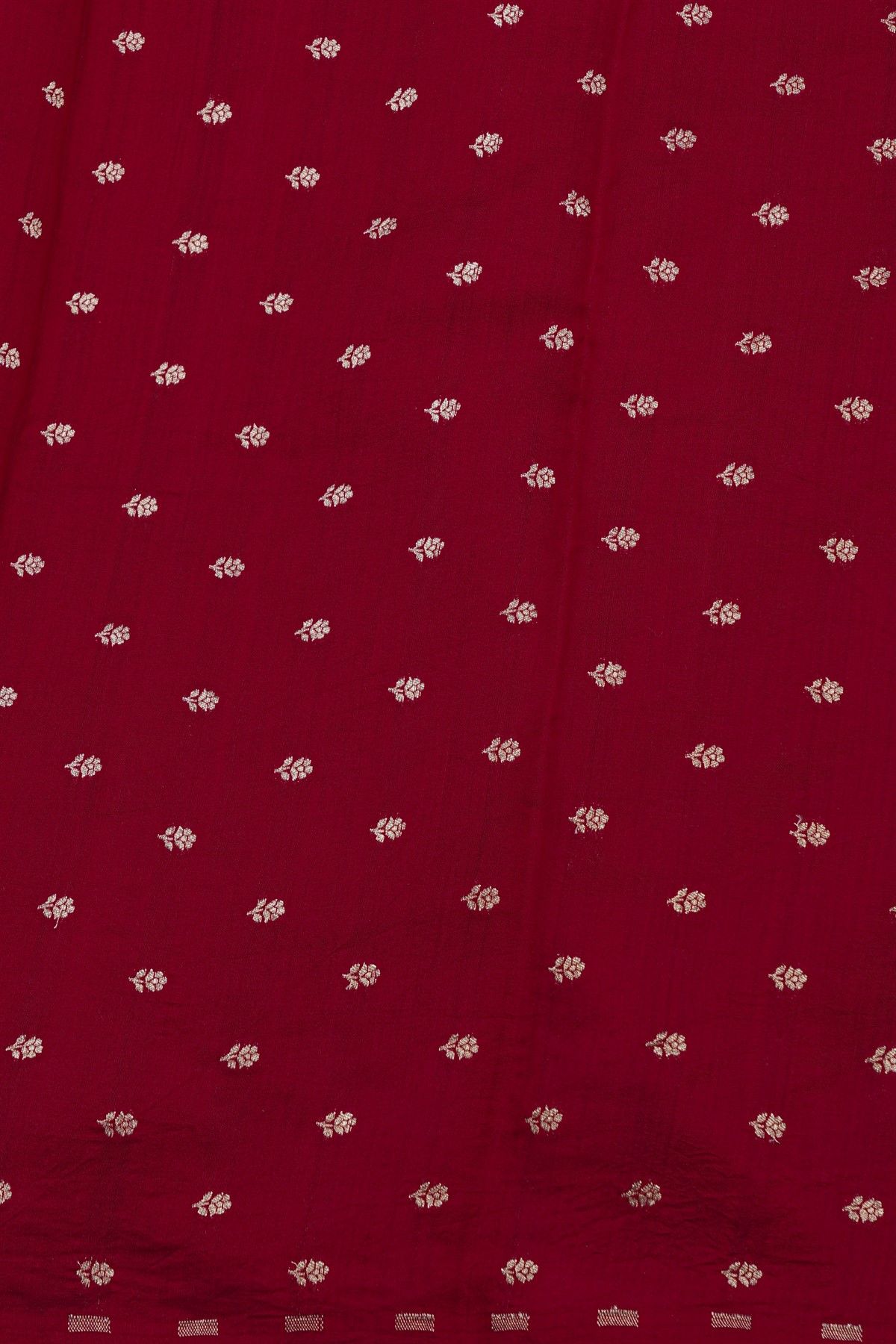 Fancy Tussar Red Saree With Elephant Buttis In Thread Work Body