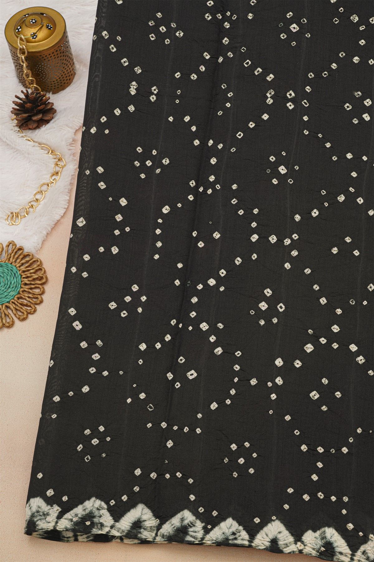 Fancy Tussar Black Saree With Elephant Buttis In Thread Work Body