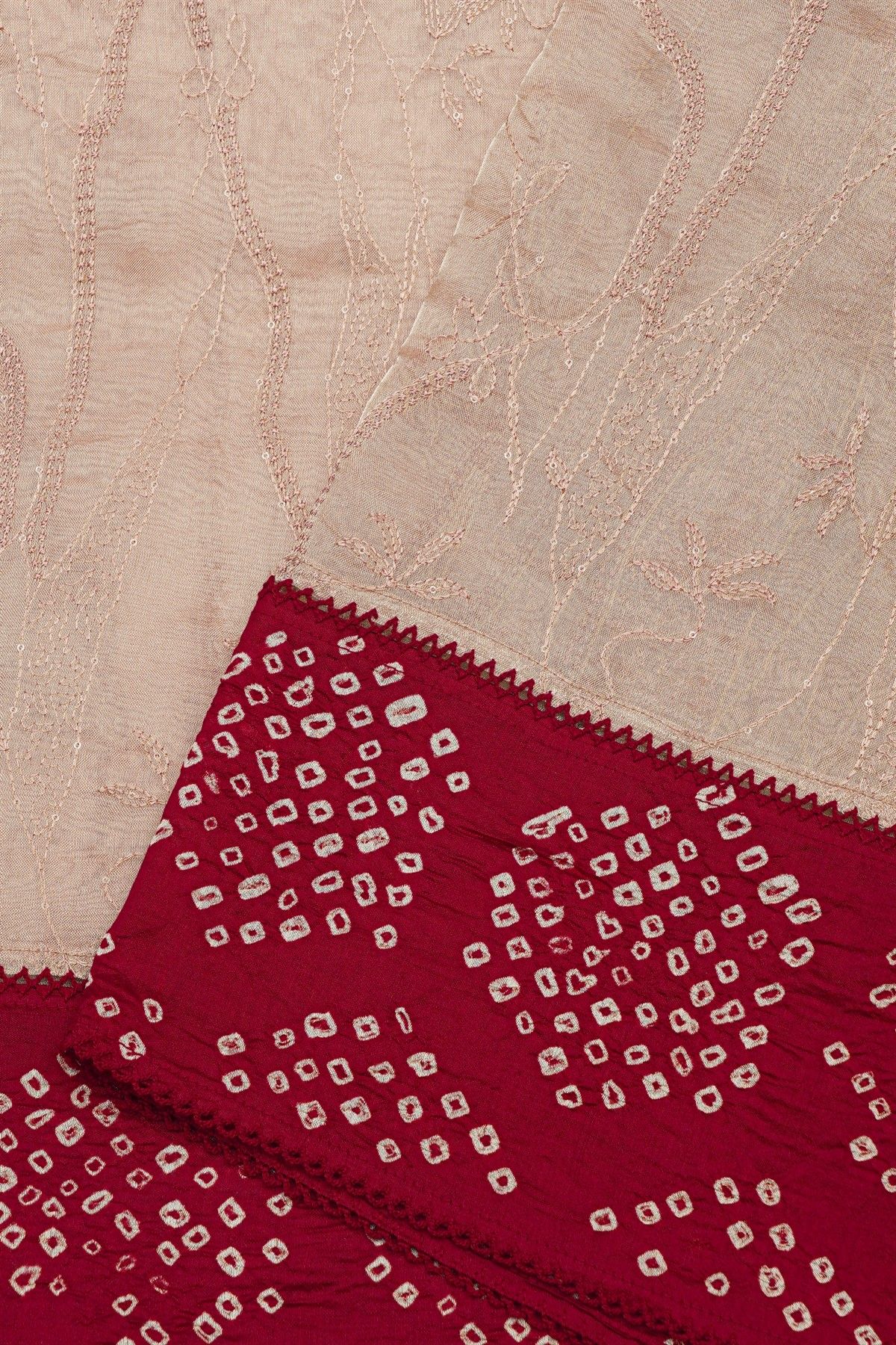 Fancy Kora Baby Pink Saree With Bandhani Dots Border