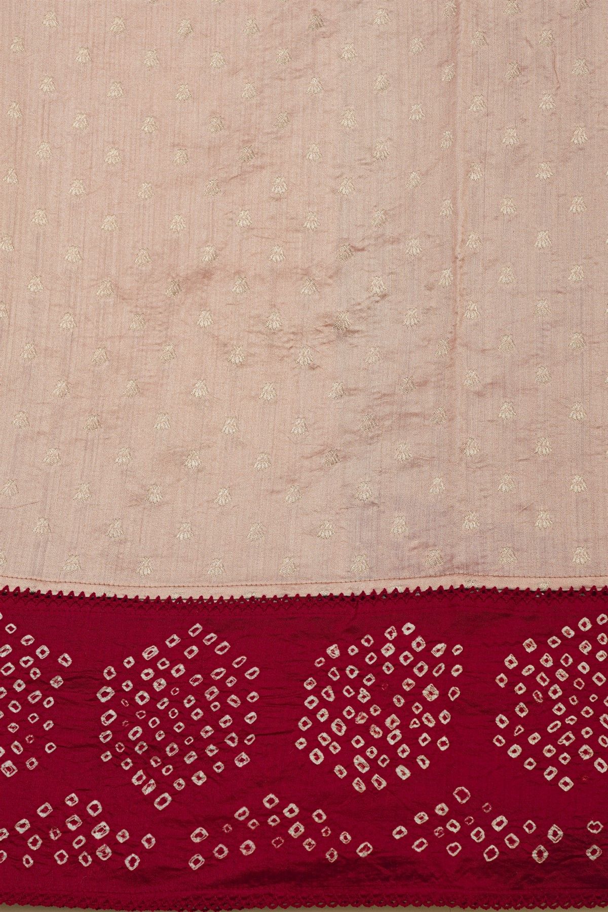 Fancy Kora Baby Pink Saree With Bandhani Dots Border