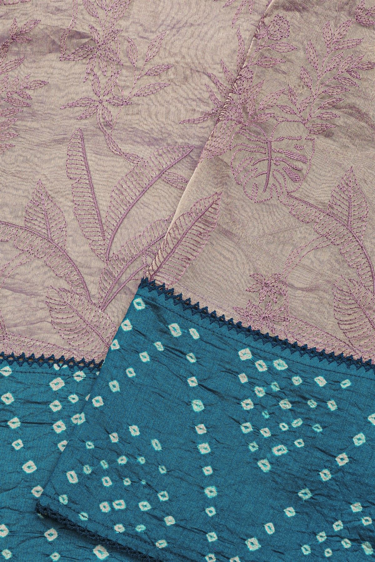 Fancy Kora Lavender Saree With Bandhani Dots Border