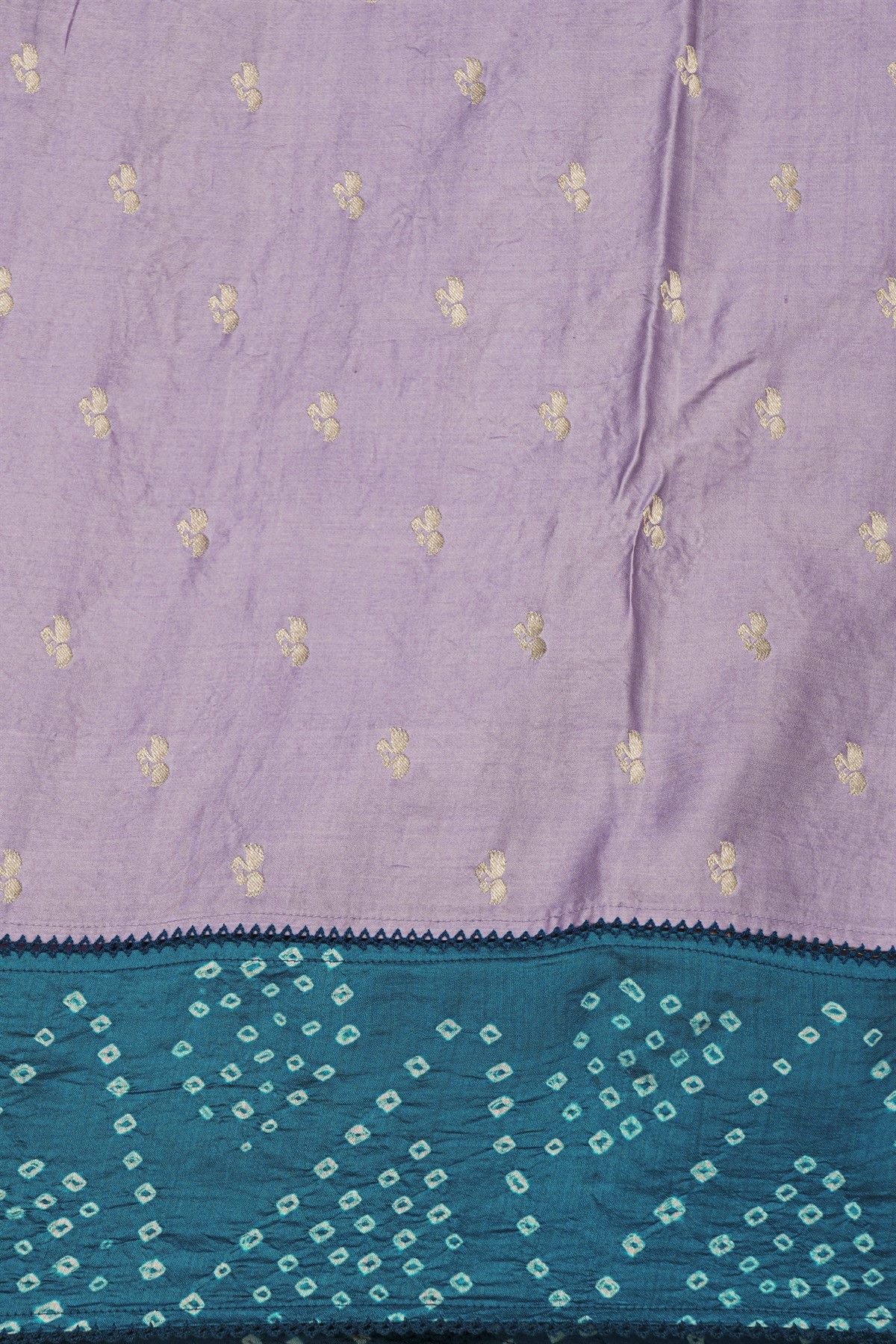 Fancy Kora Lavender Saree With Bandhani Dots Border