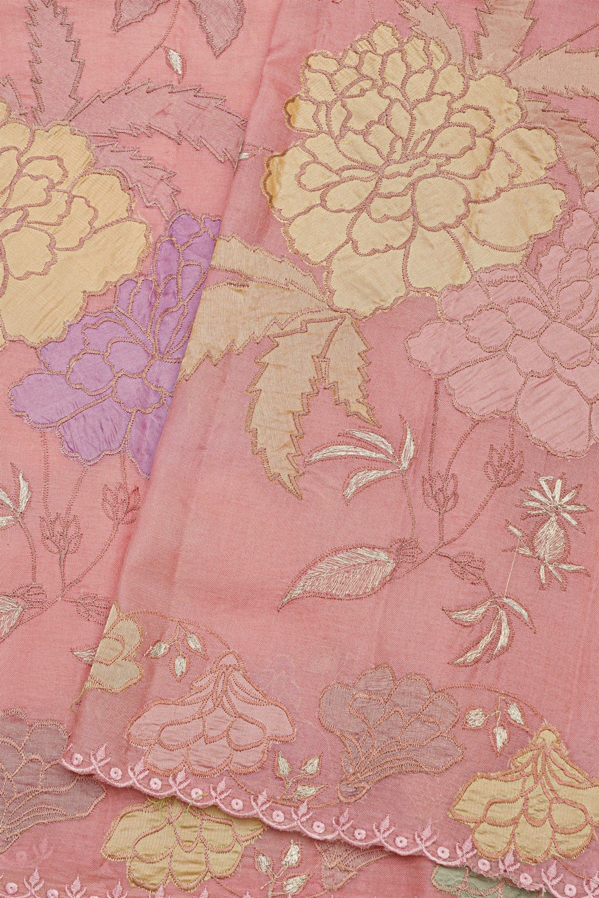 Fancy Kora Baby Pink Saree With Cut Work Border