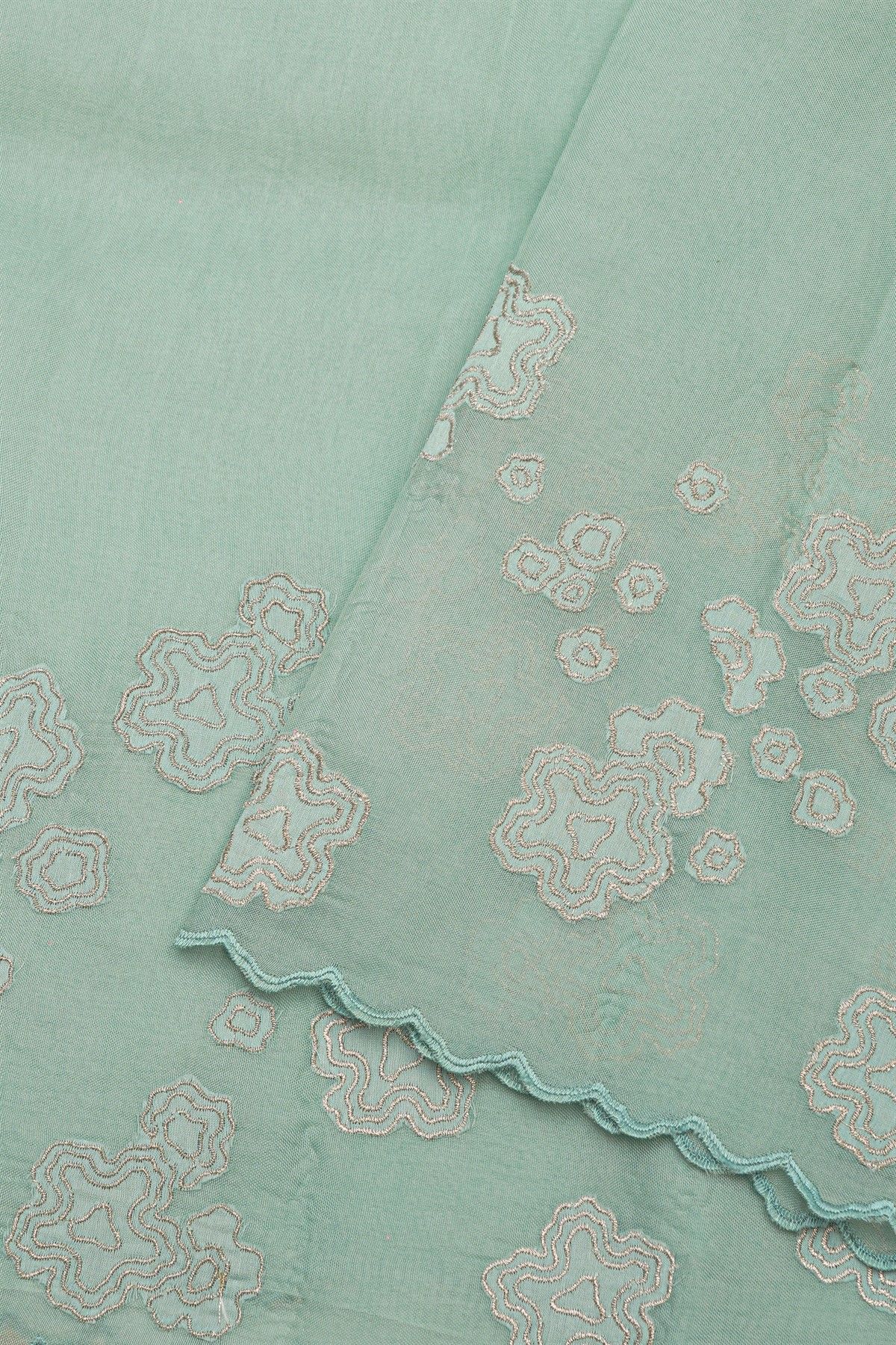 Fancy Kora Sky Blue Saree With Cut Work Border