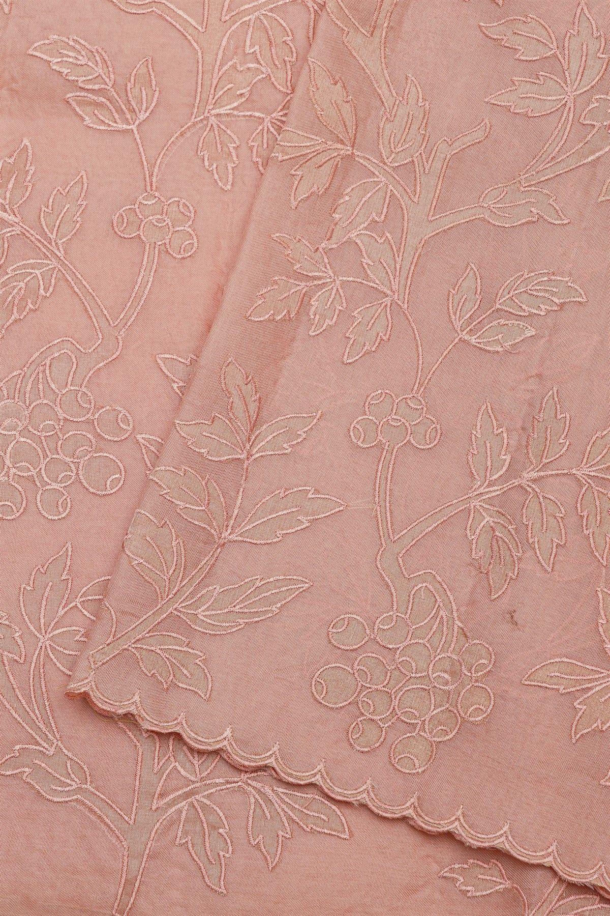 Fancy Tussar Peach Saree With Cut Work Border