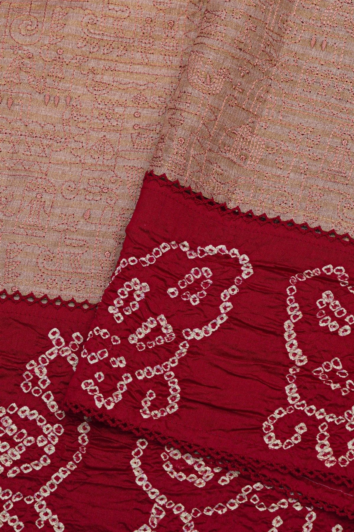Fancy Kora Mauve Saree With Bandhani Border