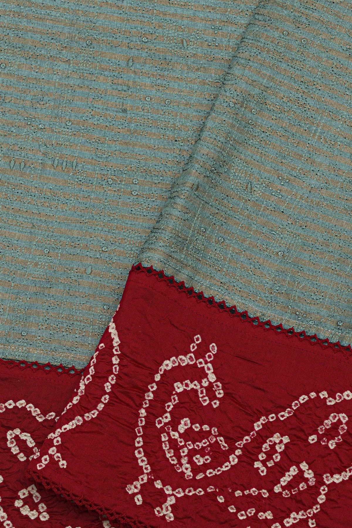 Fancy Kora Powder Blue Saree With Bandhani Border
