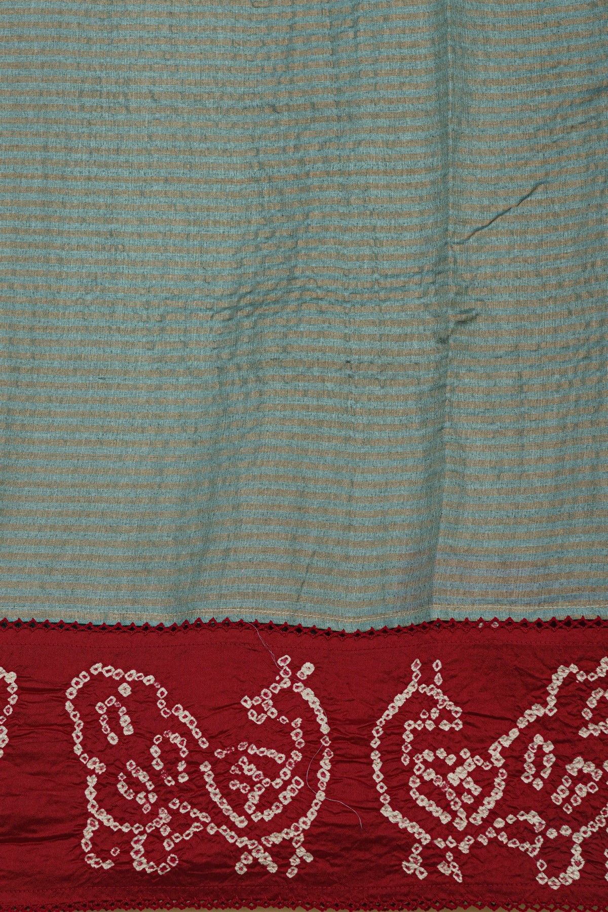 Fancy Kora Powder Blue Saree With Bandhani Border