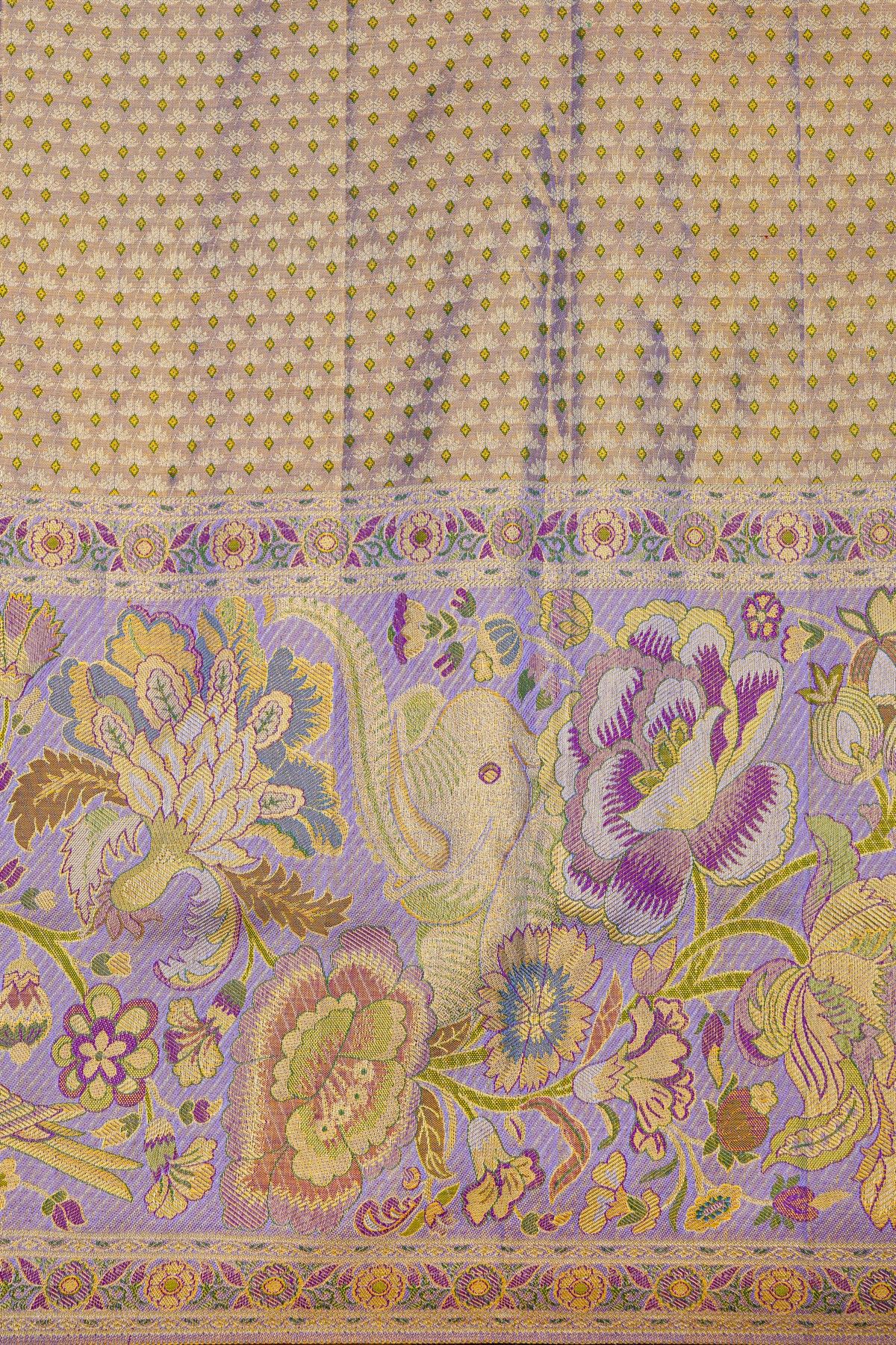 Kancheepuram Silk Purple Saree With All Over Meenakari Jamdani Weaving