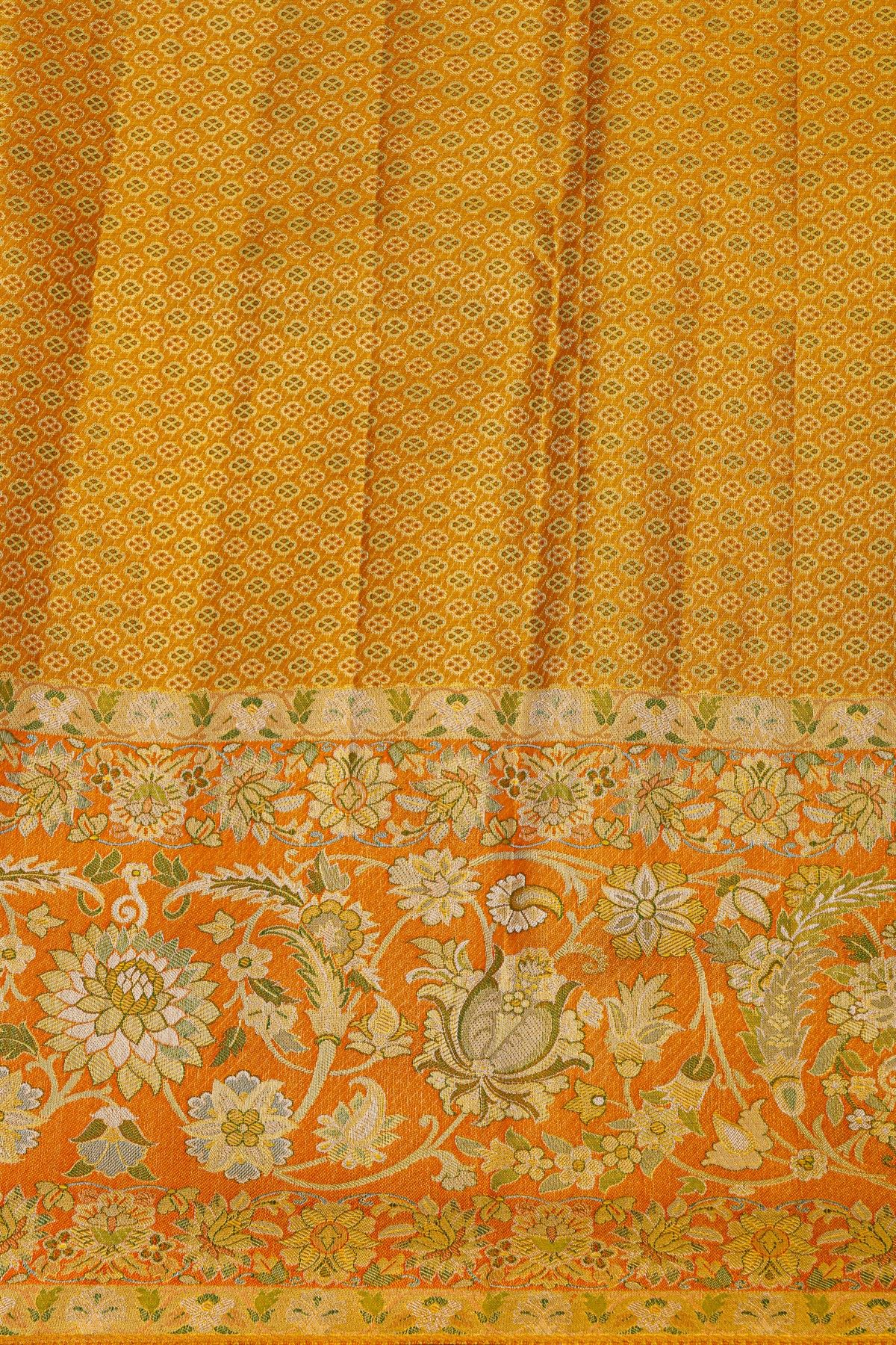 Kancheepuram Silk Cream Saree With All Over Meenakari